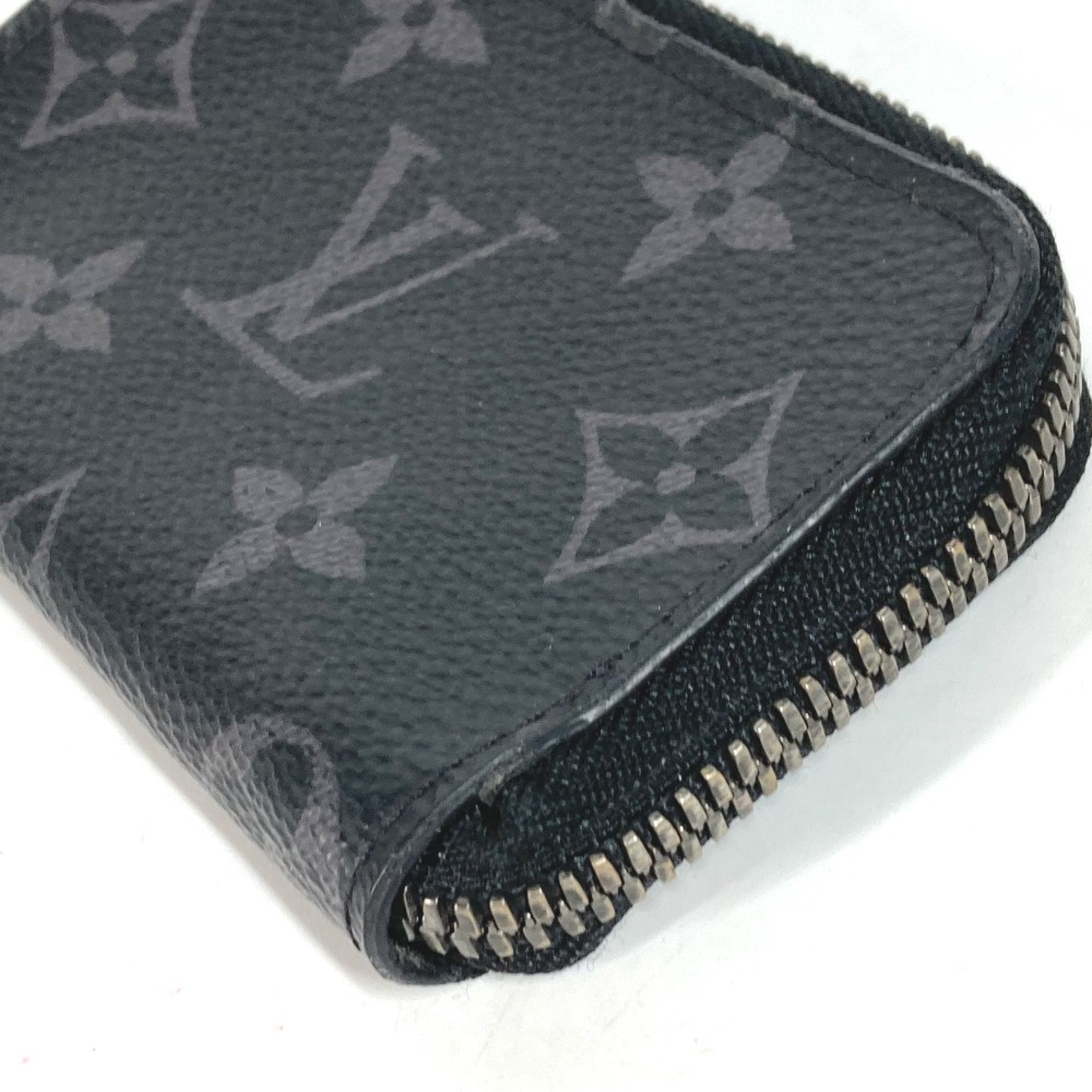 Louis Vuitton M63536 MonogramEclipse Wallet Coin Compartment L-shaped zipper coin purse Black