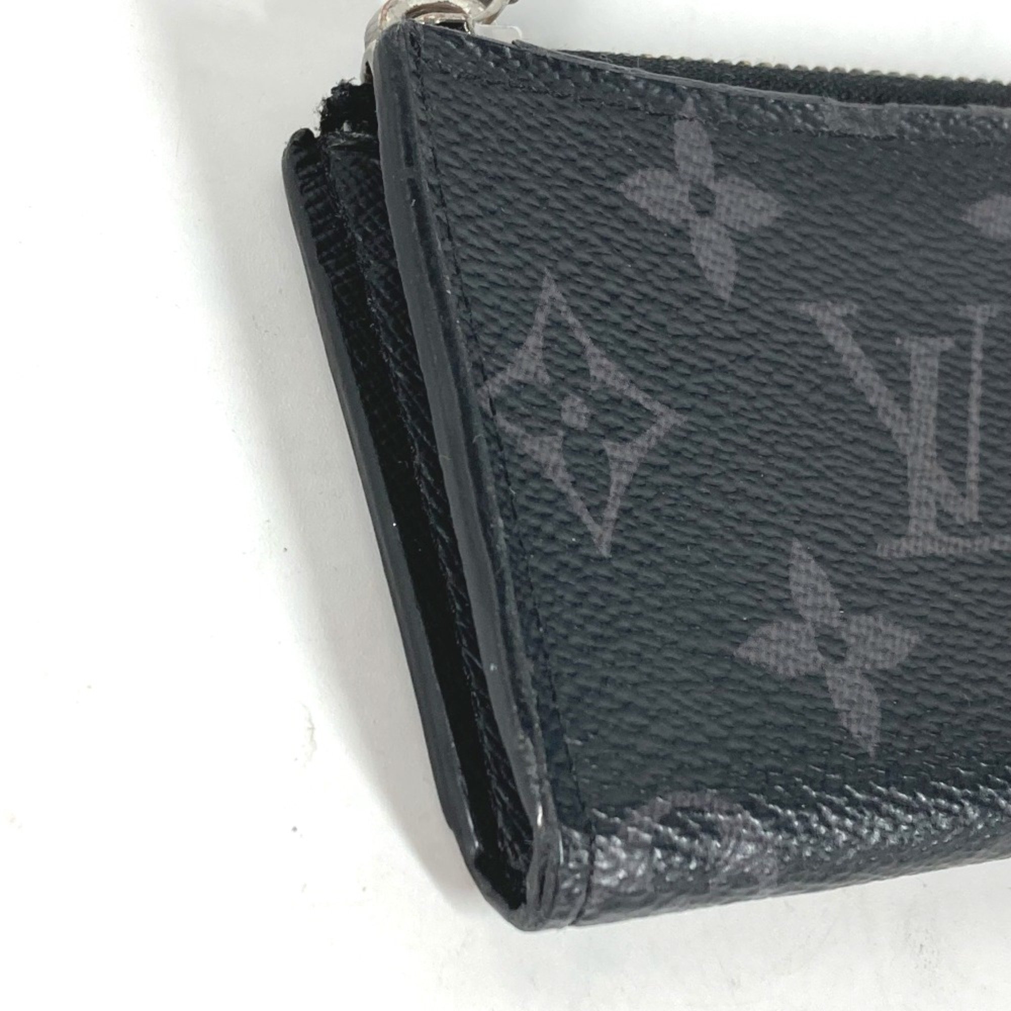 Louis Vuitton M63536 MonogramEclipse Wallet Coin Compartment L-shaped zipper coin purse Black