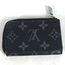 Louis Vuitton M63536 MonogramEclipse Wallet Coin Compartment L-shaped zipper coin purse Black