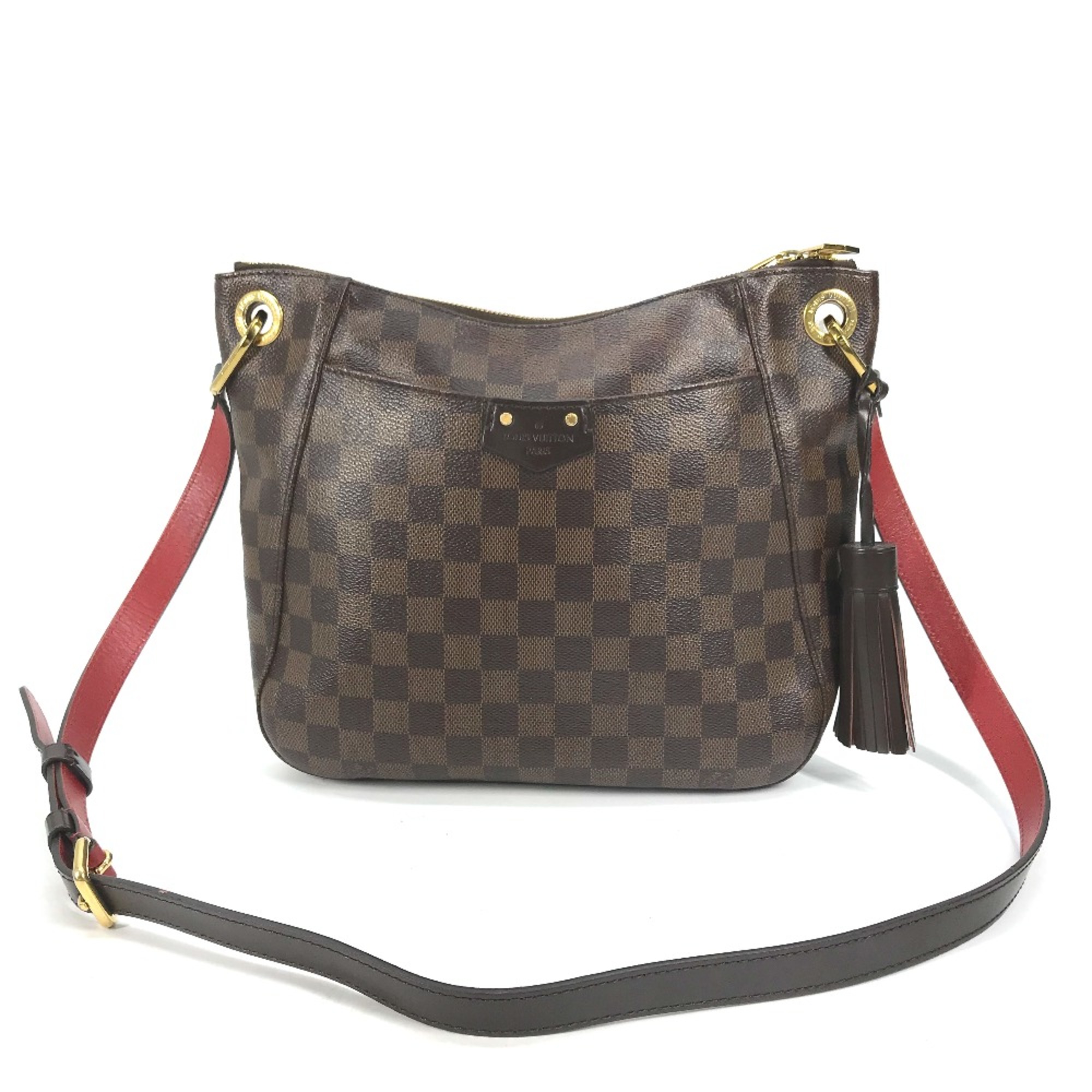 Louis Vuitton N42230 Damier Pochette Bag Crossbody Tassel Shoulder Bag Brown Red