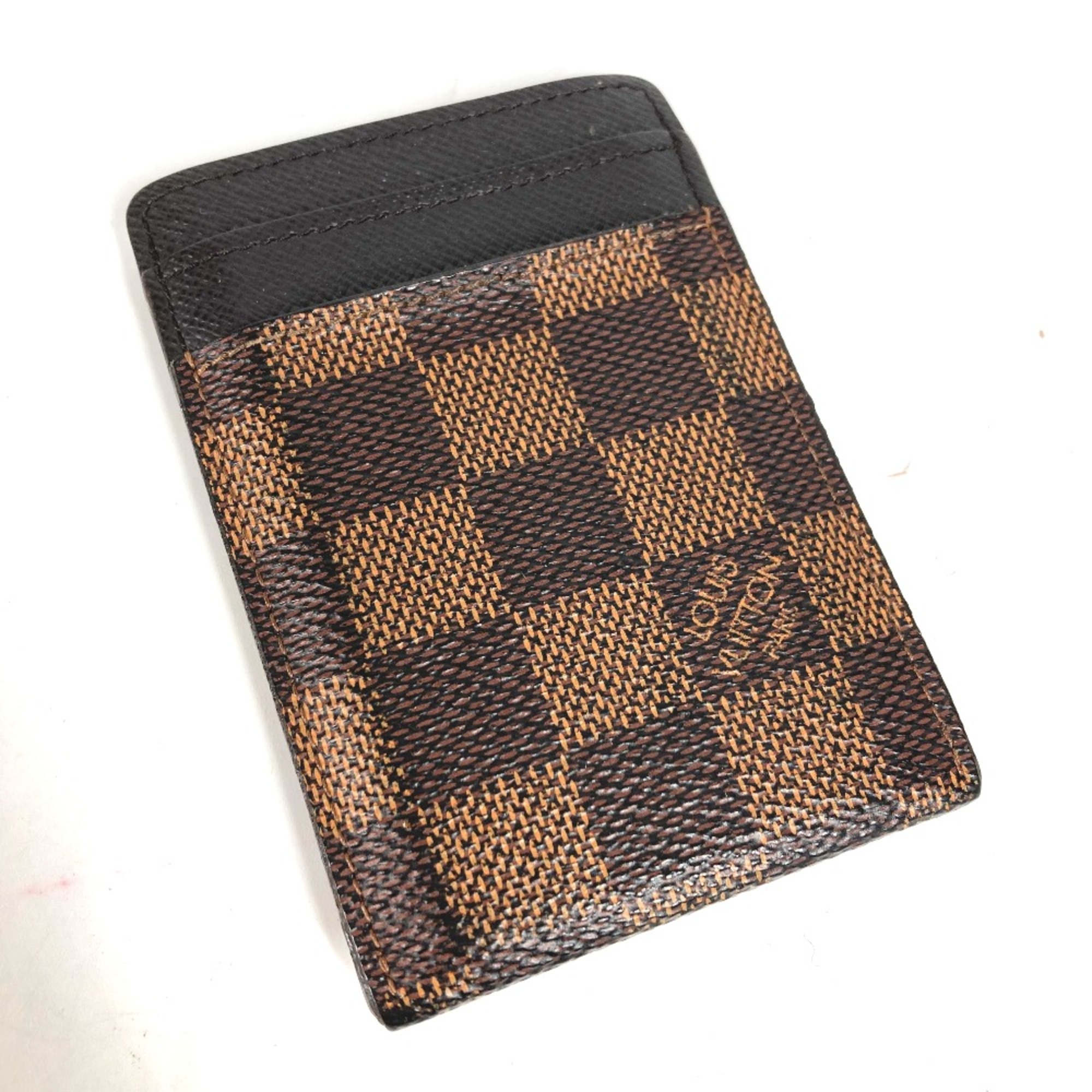 Louis Vuitton N61209 Damier Business card holder  pass case  with money clip Card Case Ebene Brown