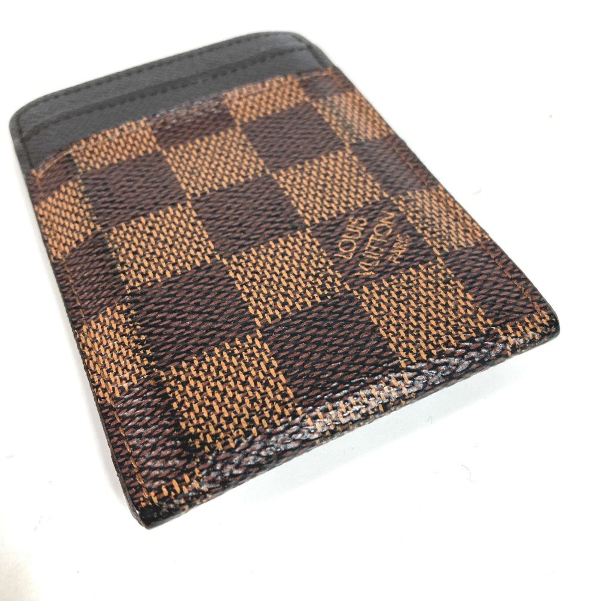 Louis Vuitton N61209 Damier Business card holder  pass case  with money clip Card Case Ebene Brown