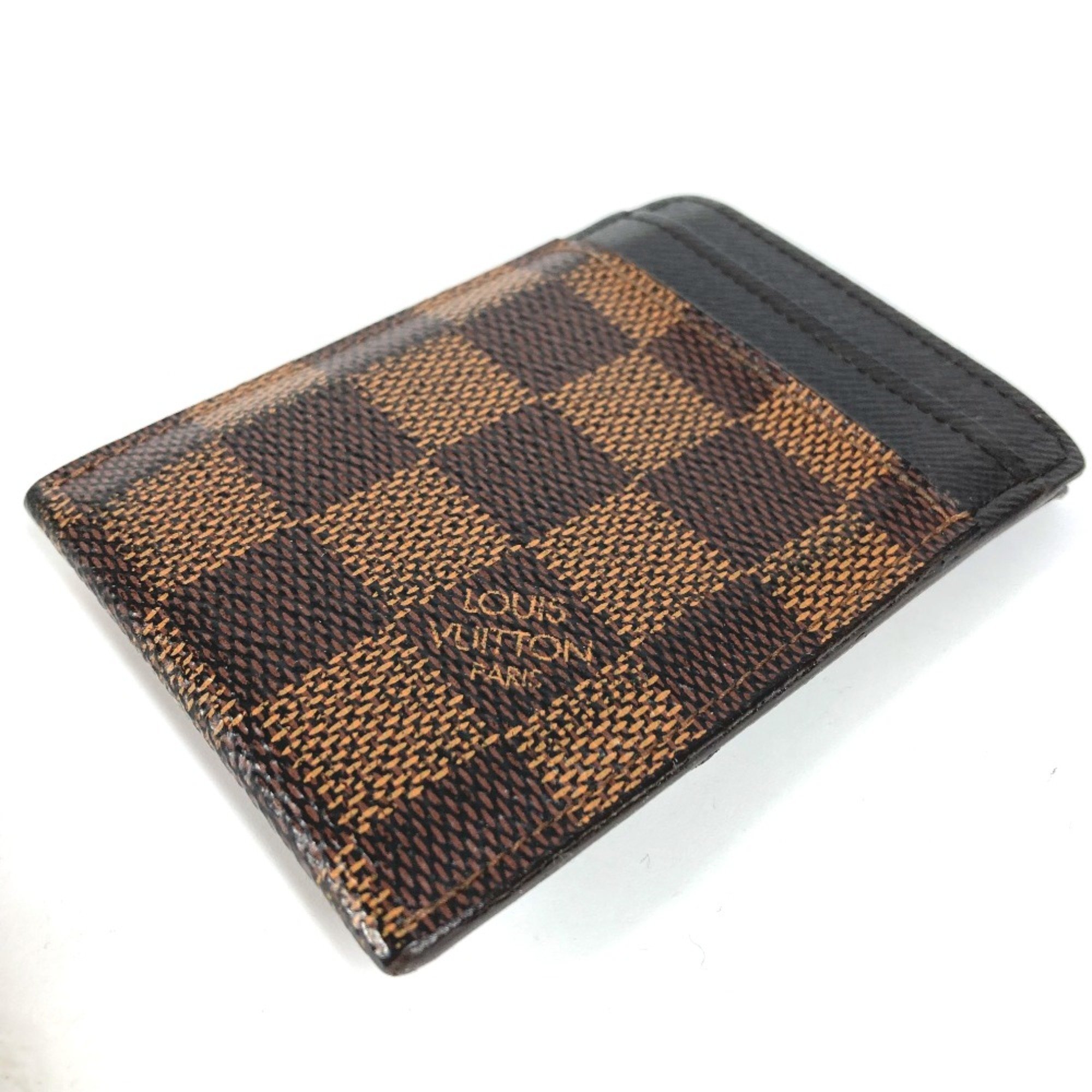 Louis Vuitton N61209 Damier Business card holder  pass case  with money clip Card Case Ebene Brown