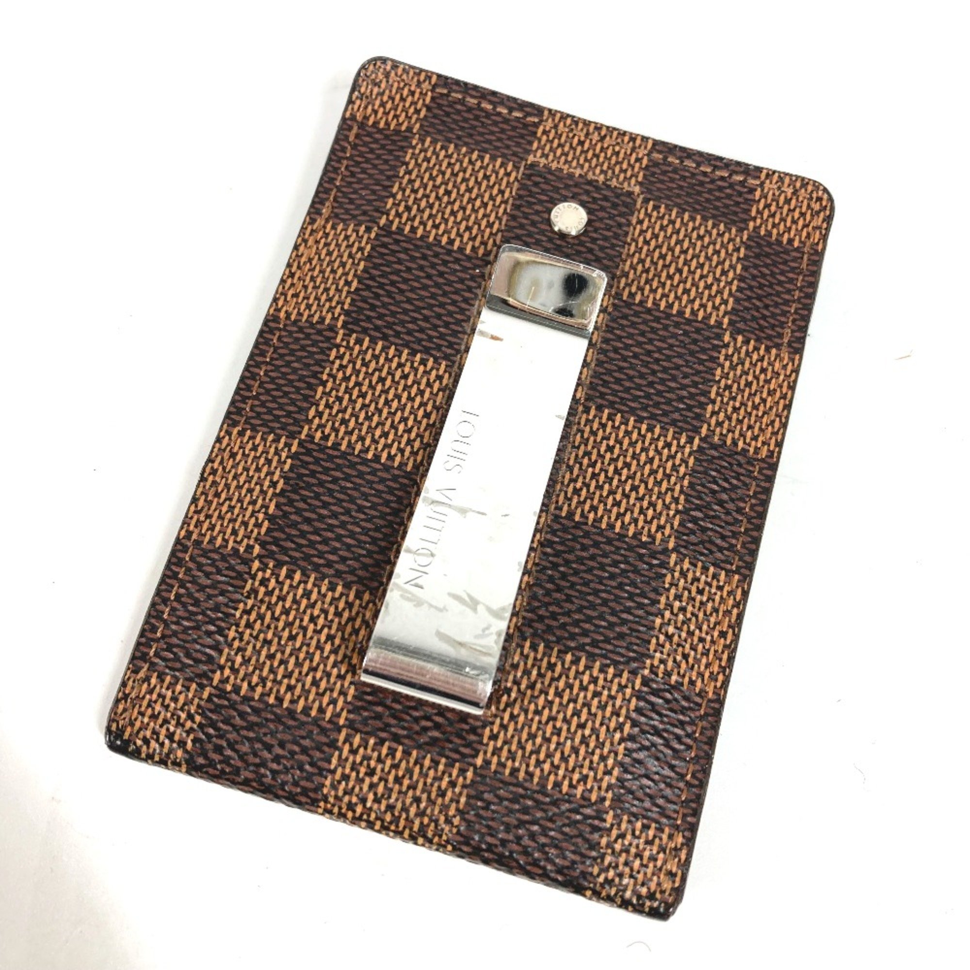 Louis Vuitton N61209 Damier Business card holder  pass case  with money clip Card Case Ebene Brown