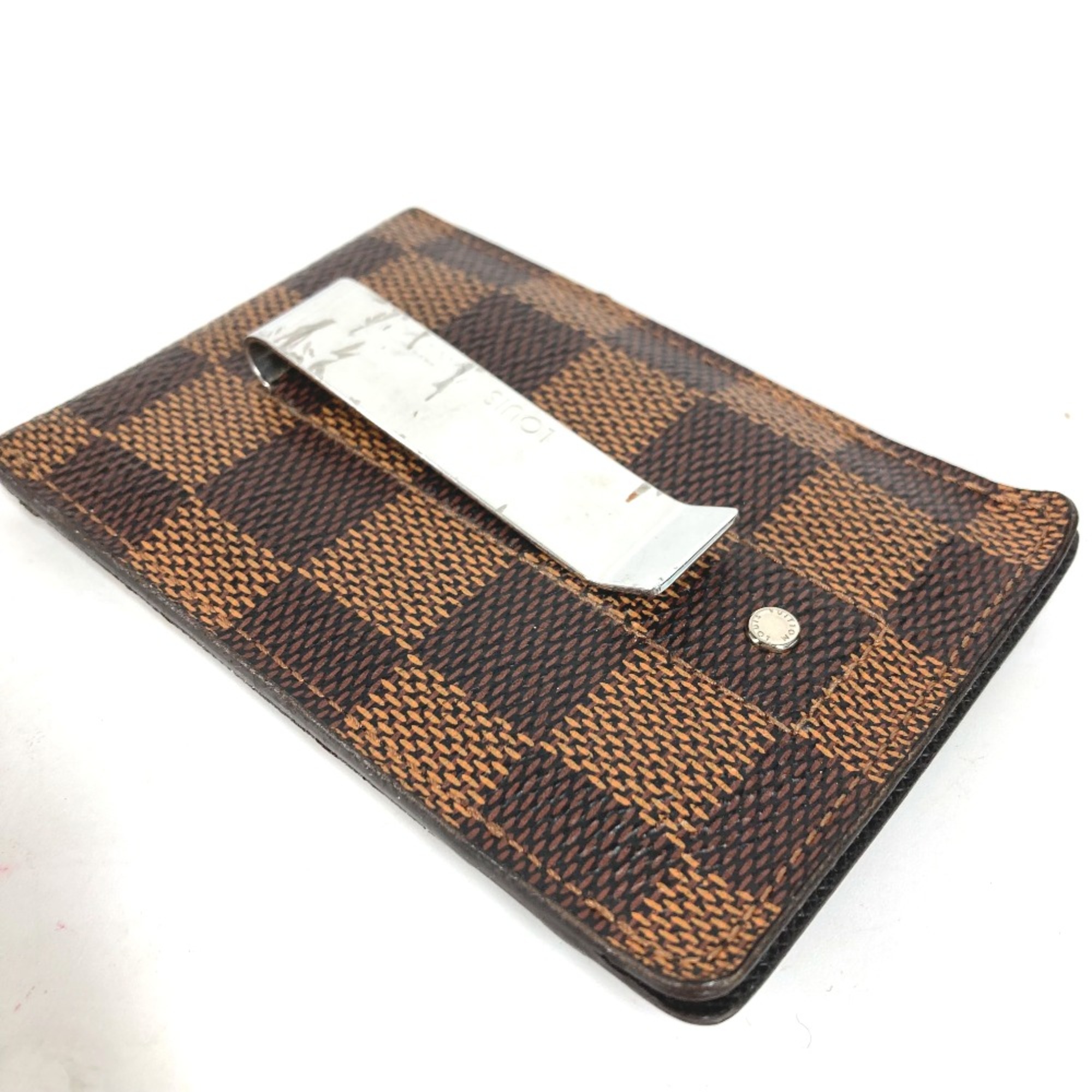 Louis Vuitton N61209 Damier Business card holder  pass case  with money clip Card Case Ebene Brown