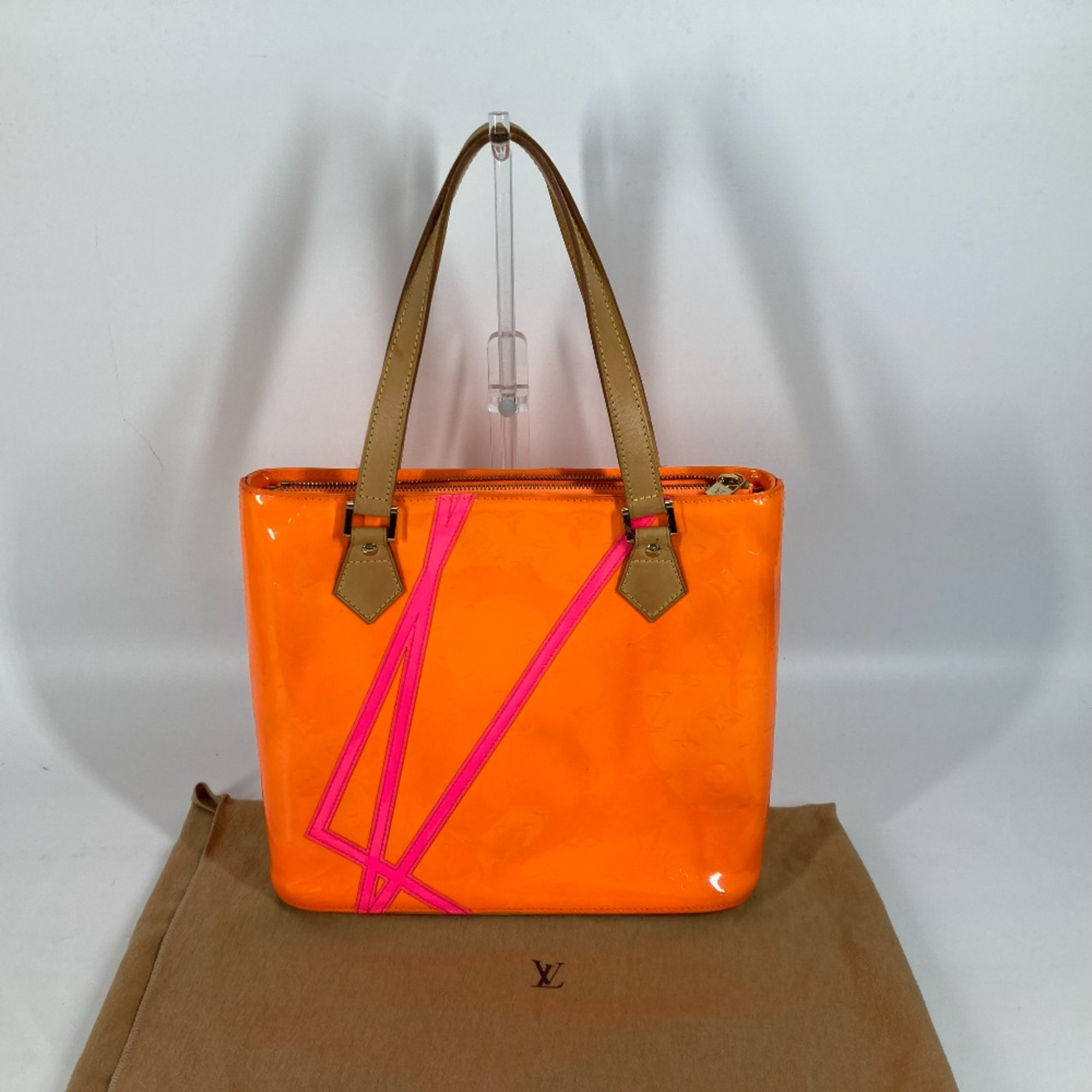 Louis Vuitton M91935 MonogramVernis Fluo 2002 Christmas Limited Edition Tote Bag Shoulder Bag Orange pink