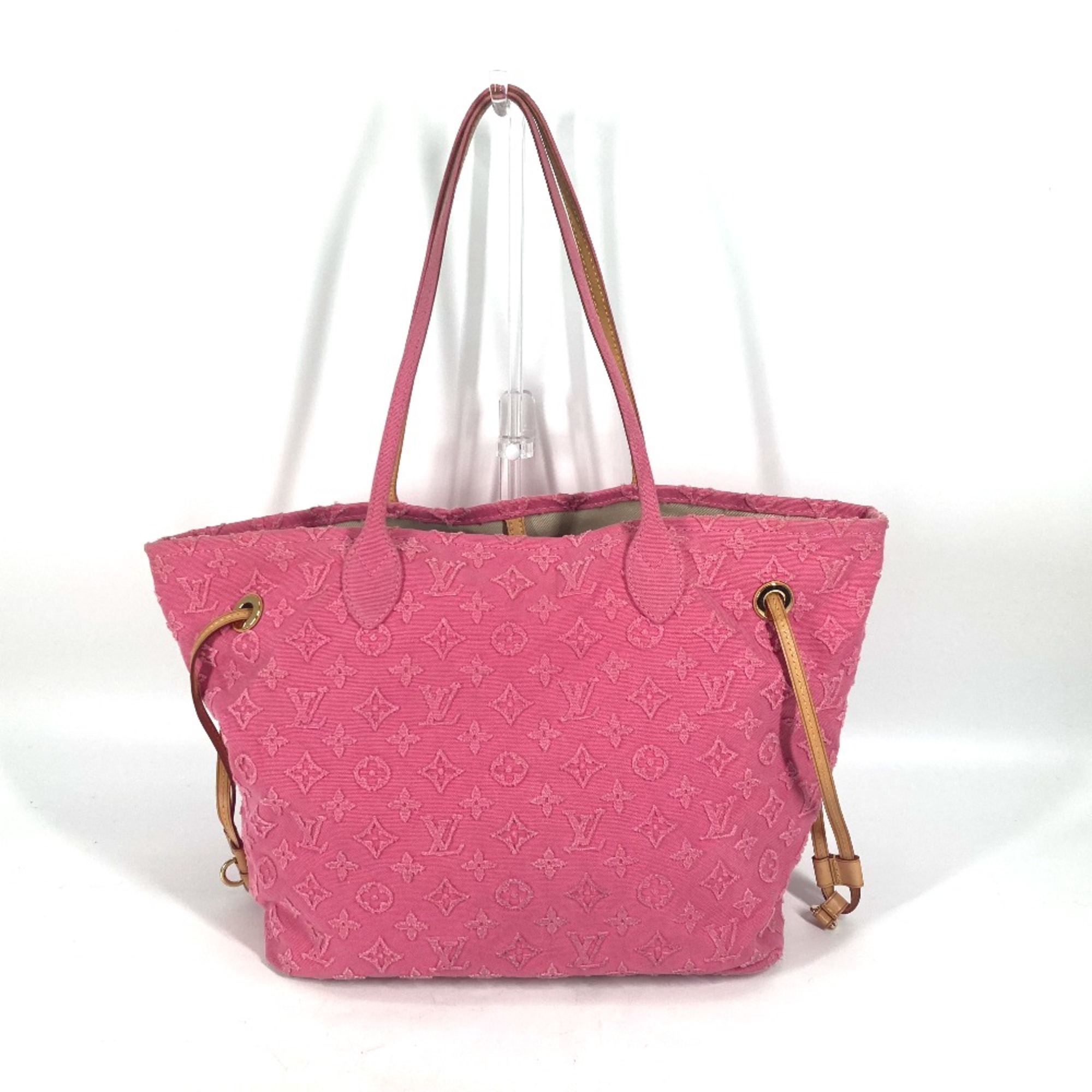 Louis Vuitton M40834 Monogram-Applique Denim Shoulder Bag Tote Bag Rose pink