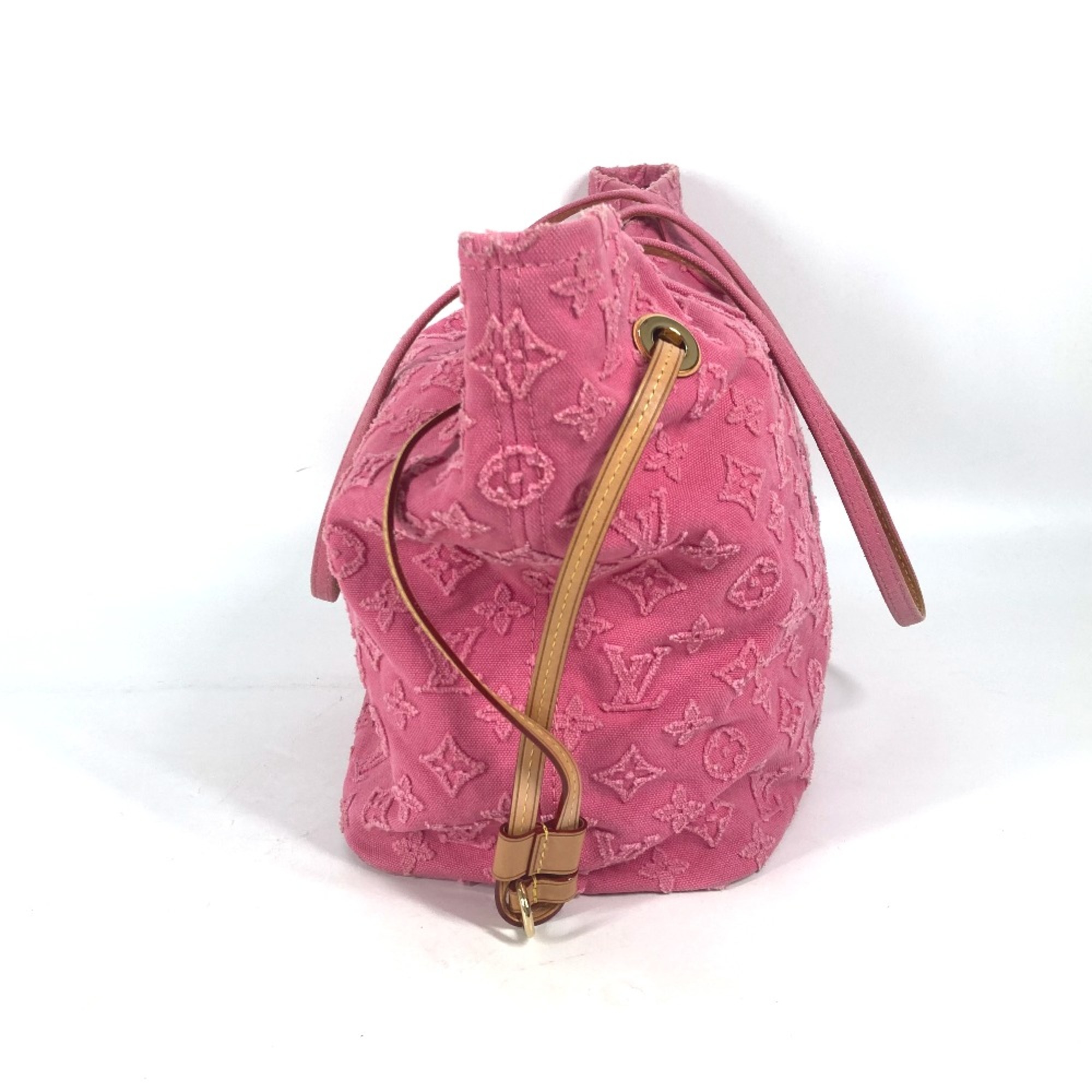 Louis Vuitton M40834 Monogram-Applique Denim Shoulder Bag Tote Bag Rose pink