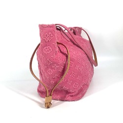 Louis Vuitton M40834 Monogram-Applique Denim Shoulder Bag Tote Bag Rose pink