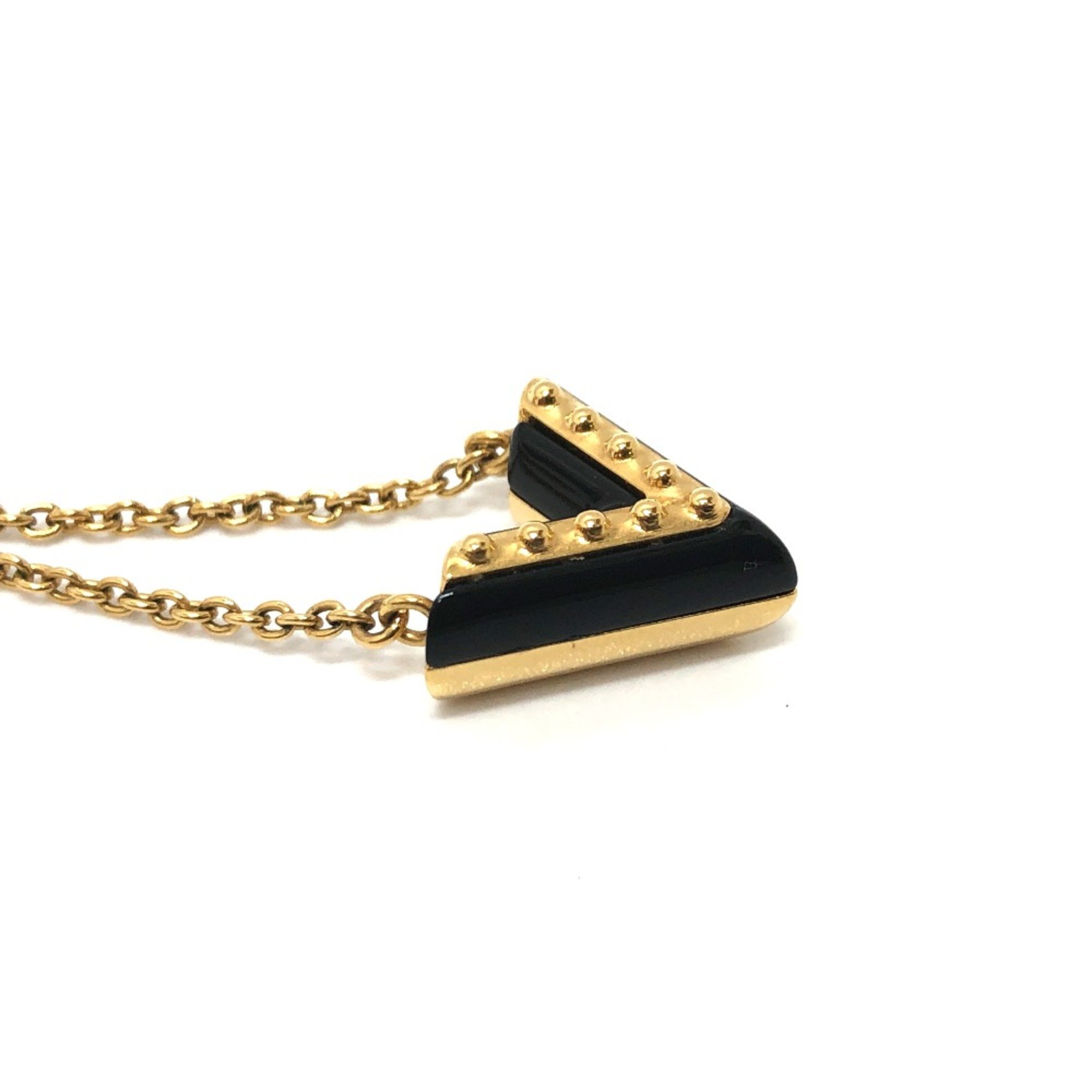 Louis Vuitton M63181 LV circle Pendant accessories Necklace Gold x Black