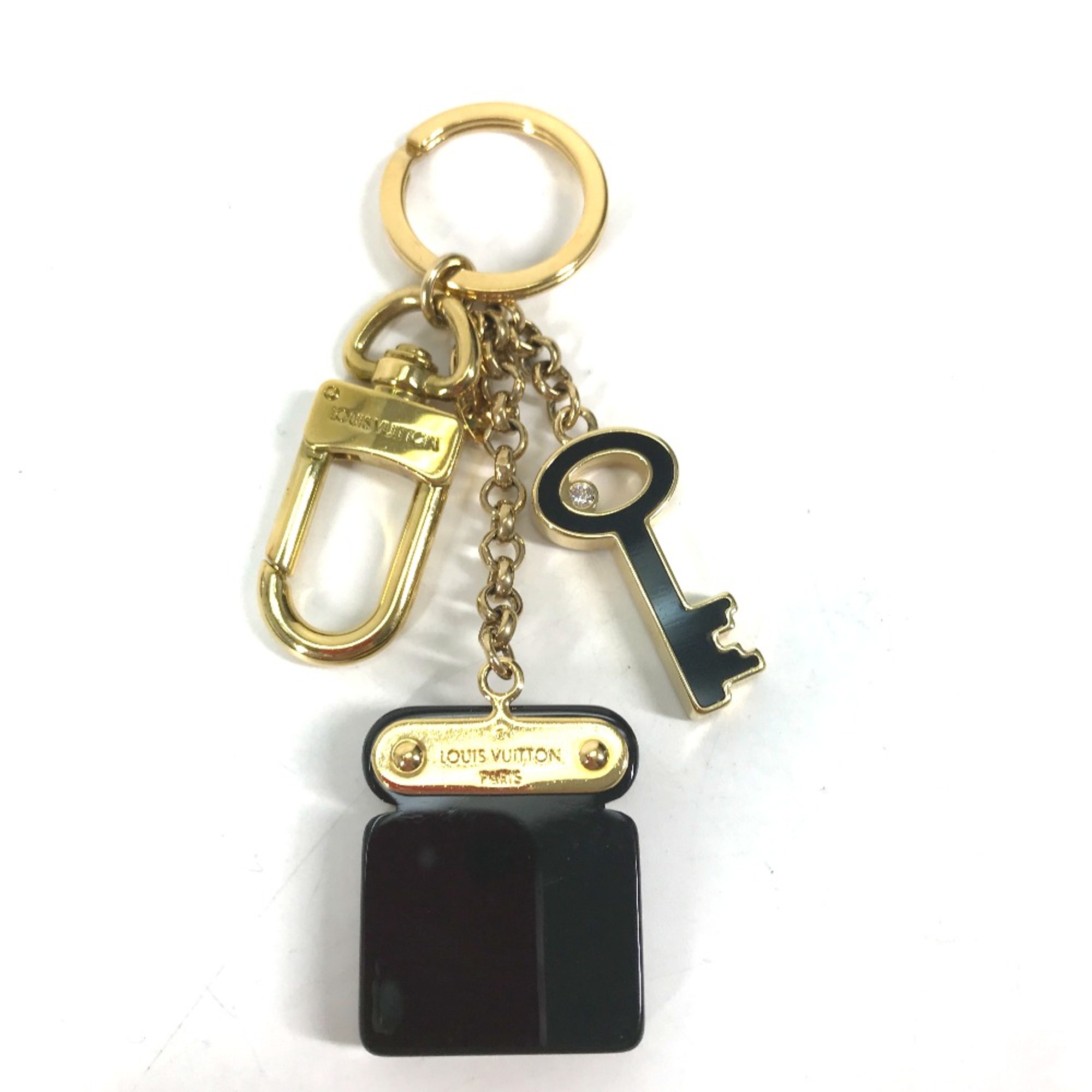 Louis Vuitton M66979 Padlock Rhinestone Bag Charm Key Holder Black Gold