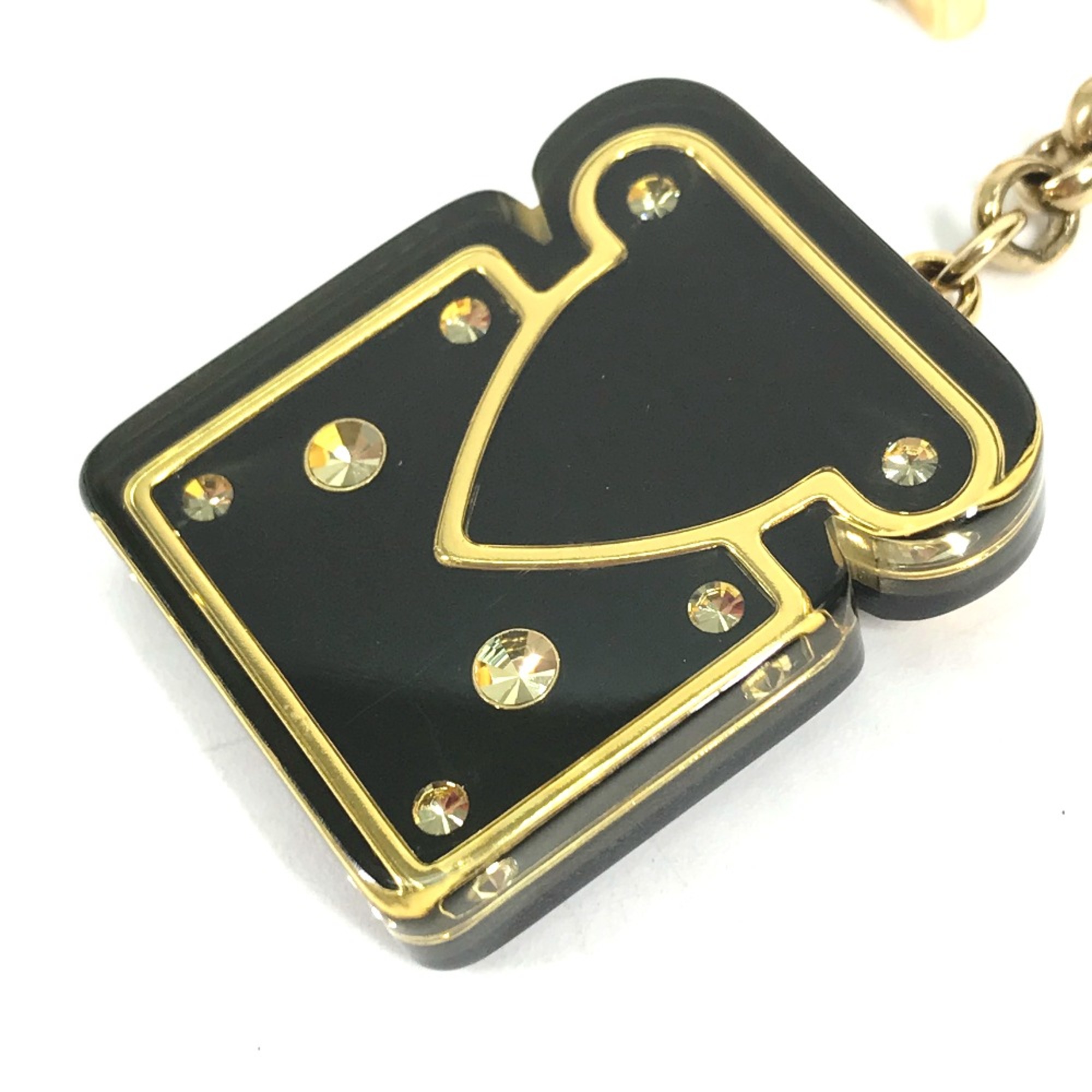 Louis Vuitton M66979 Padlock Rhinestone Bag Charm Key Holder Black Gold