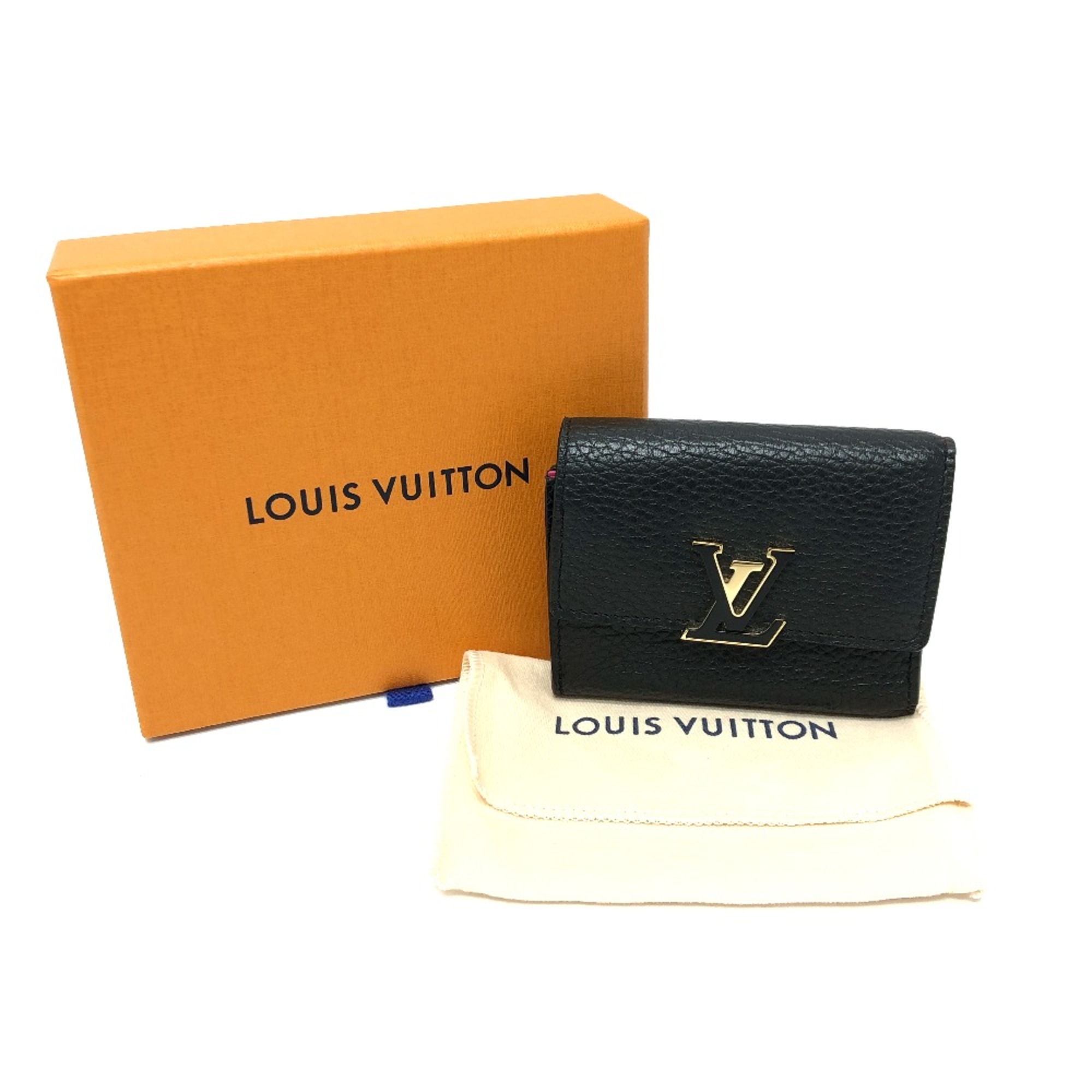 Louis Vuitton M68587 Bicolor Wallet Compact Wallet Trifold wallet Noir Black x pink GoldHardware