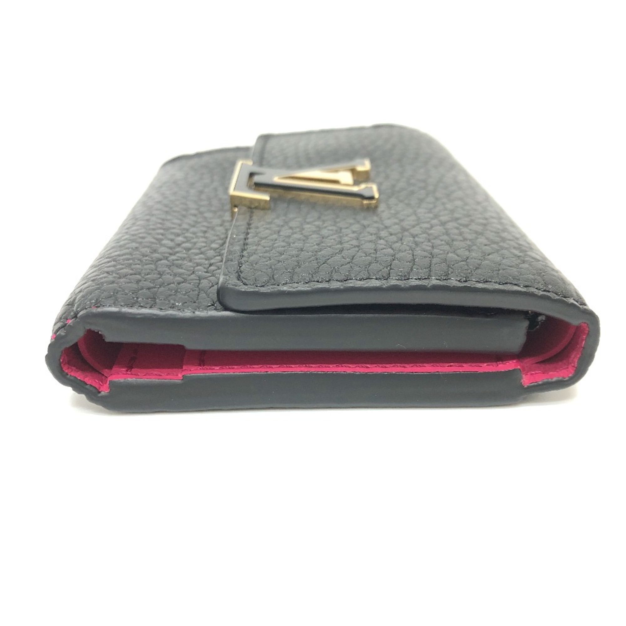 Louis Vuitton M68587 Bicolor Wallet Compact Wallet Trifold wallet Noir Black x pink GoldHardware