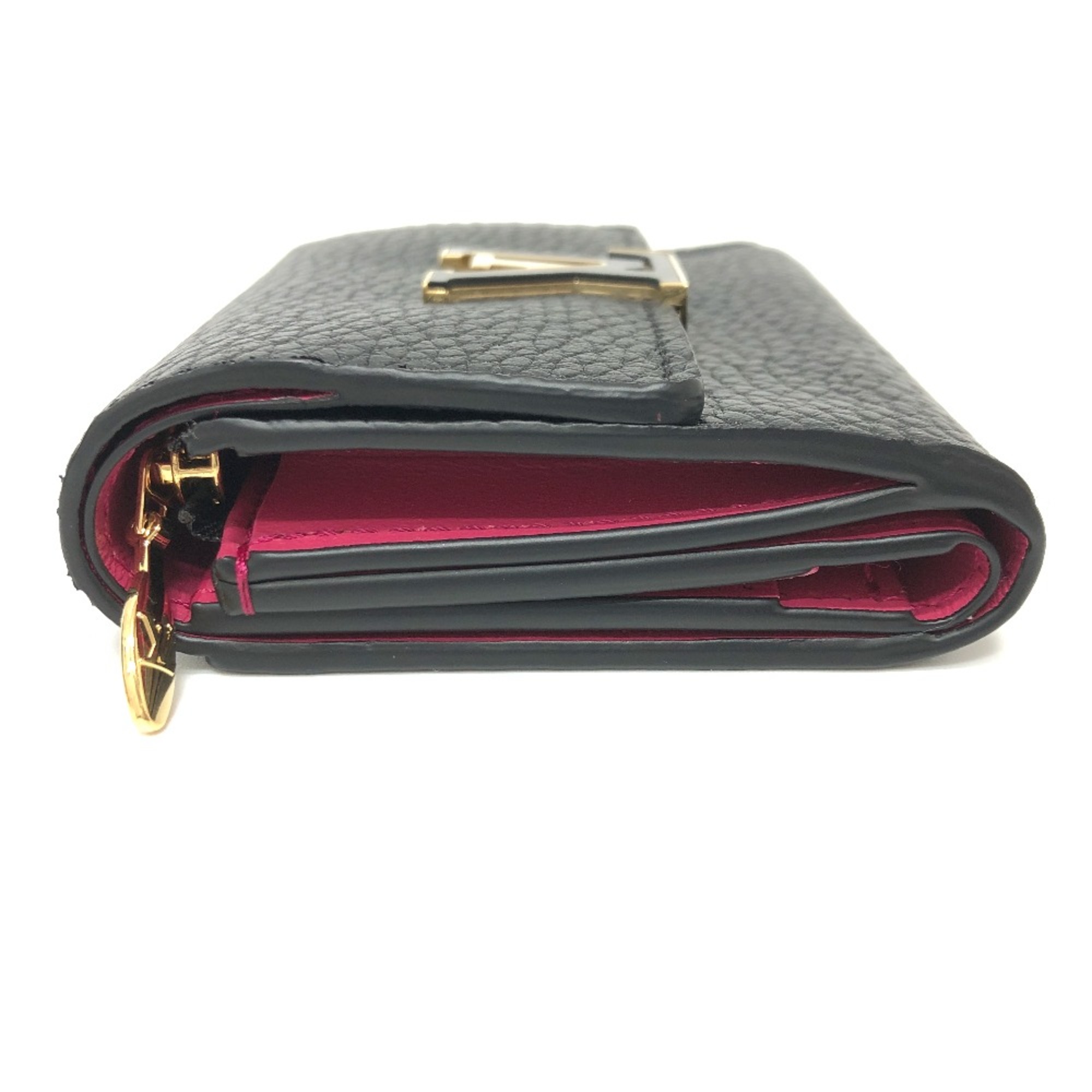 Louis Vuitton M68587 Bicolor Wallet Compact Wallet Trifold wallet Noir Black x pink GoldHardware