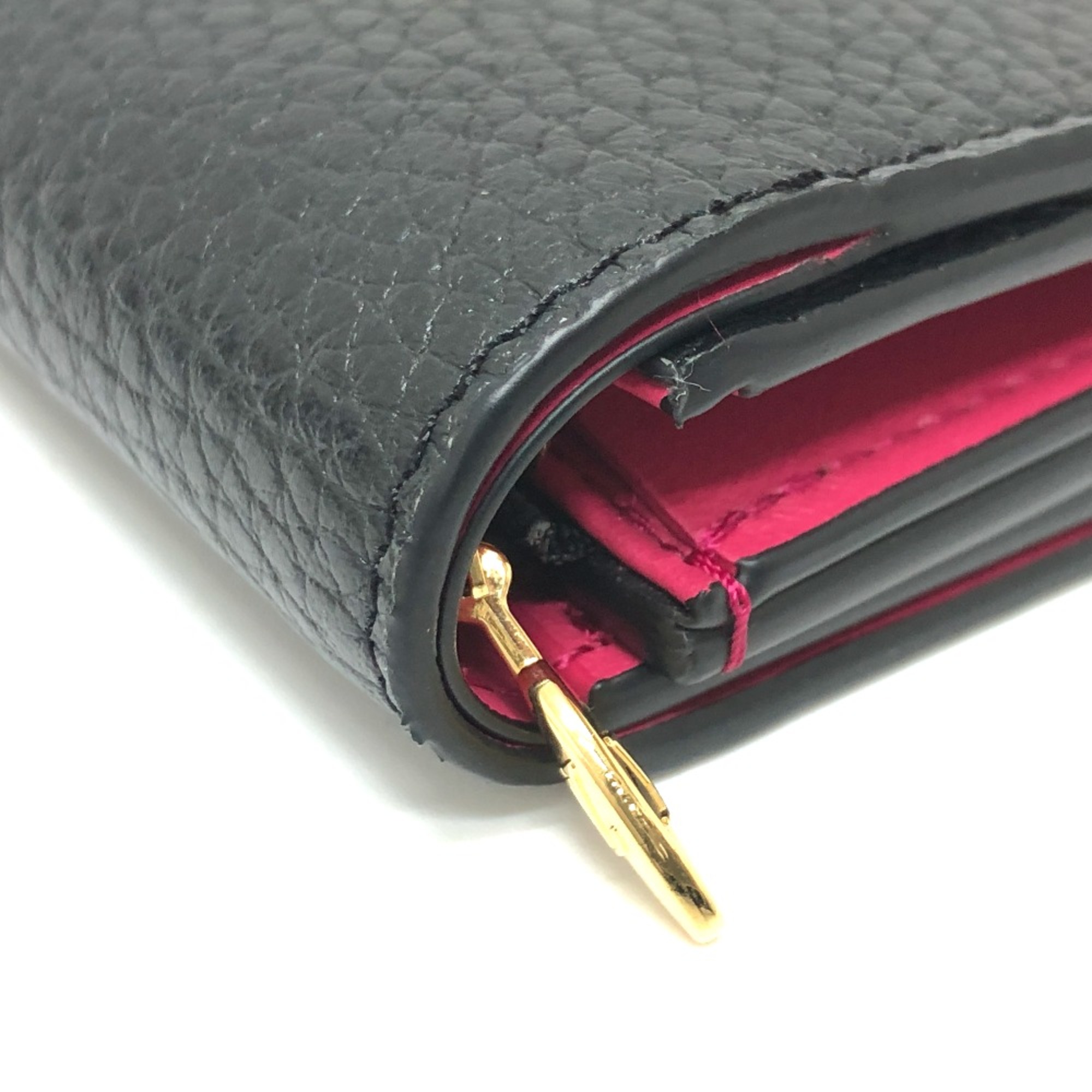 Louis Vuitton M68587 Bicolor Wallet Compact Wallet Trifold wallet Noir Black x pink GoldHardware