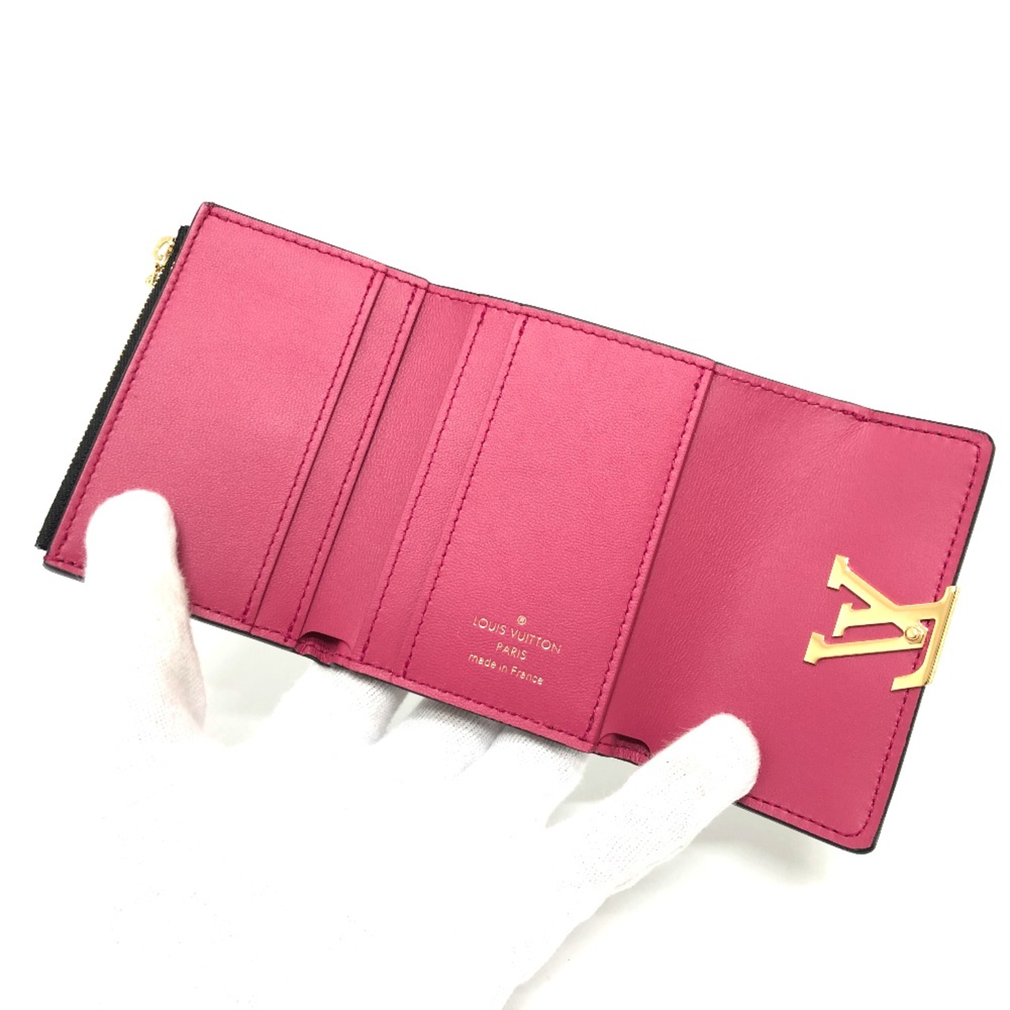 Louis Vuitton M68587 Bicolor Wallet Compact Wallet Trifold wallet Noir Black x pink GoldHardware