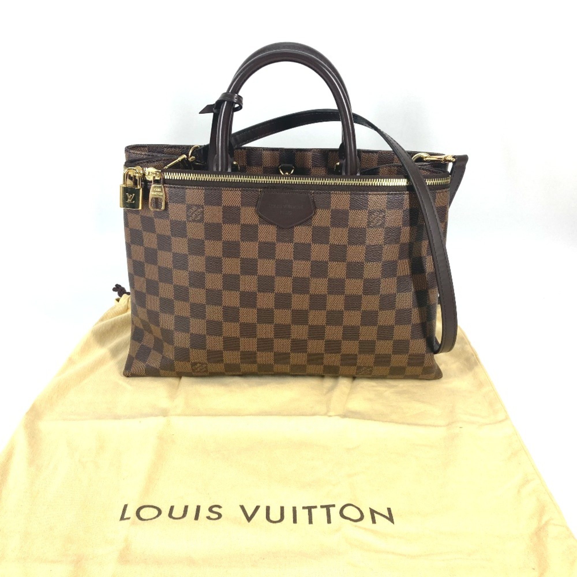 Louis Vuitton N41582 Damier 2WAY Shoulder Bag Tote Bag Hand Bag Ebene Brown