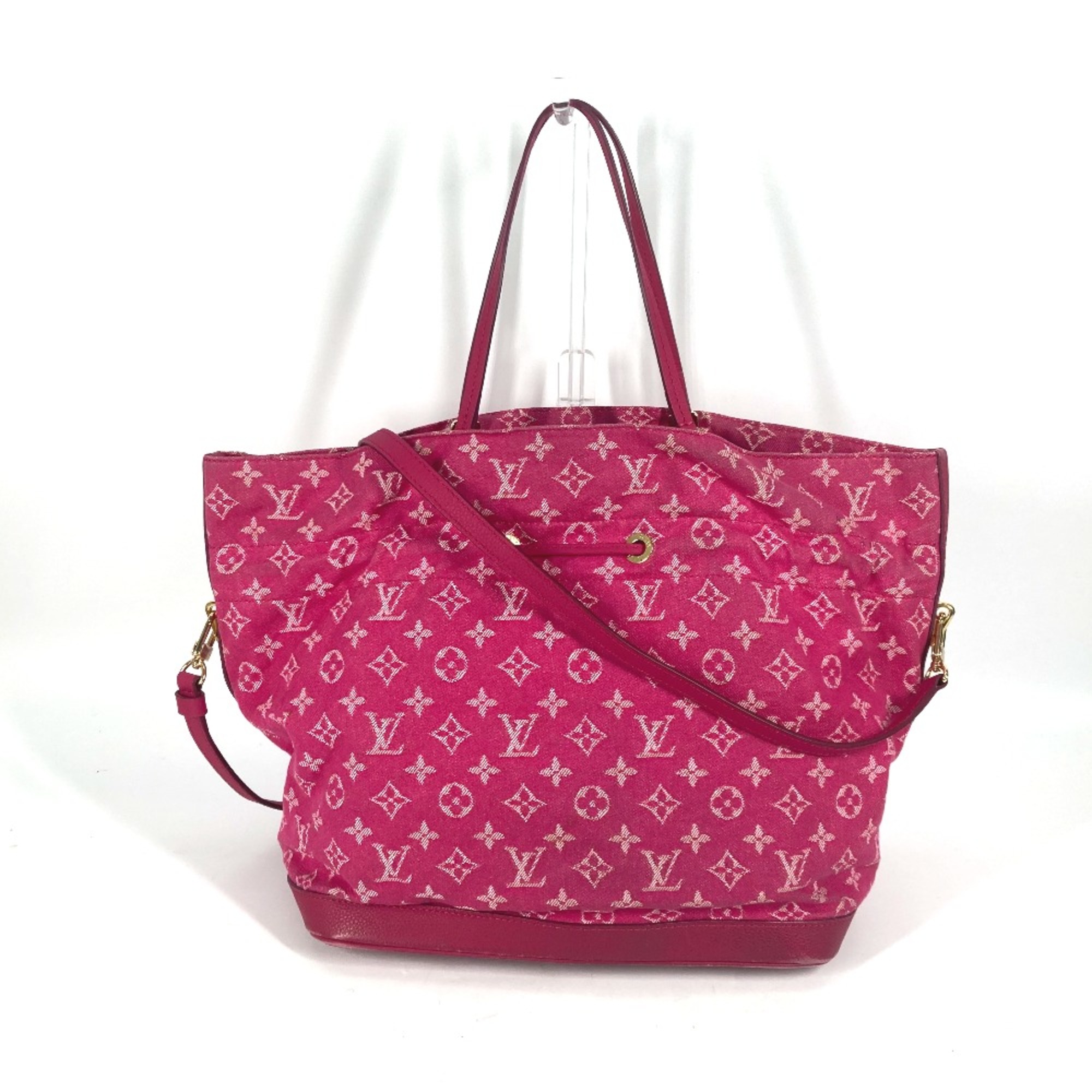 Louis Vuitton M40870 MonogramDenim Bag Bucket Tote Bag Drawstring Crossbody Shoulder Bag Rose Andian pink