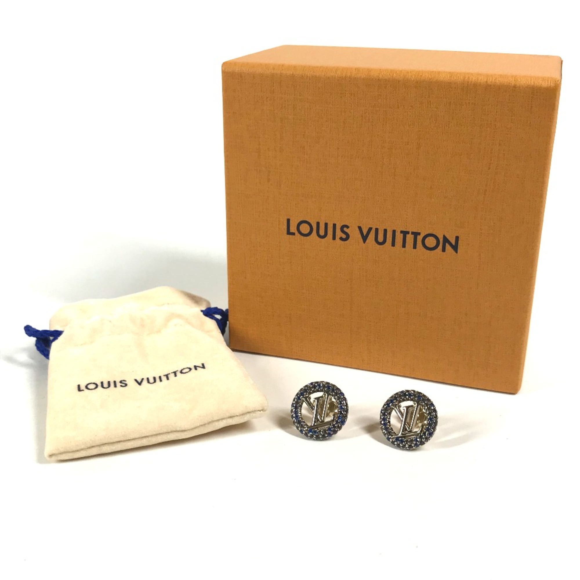 Louis Vuitton M01454 Rhinestone Accessories Pierce Gold blue