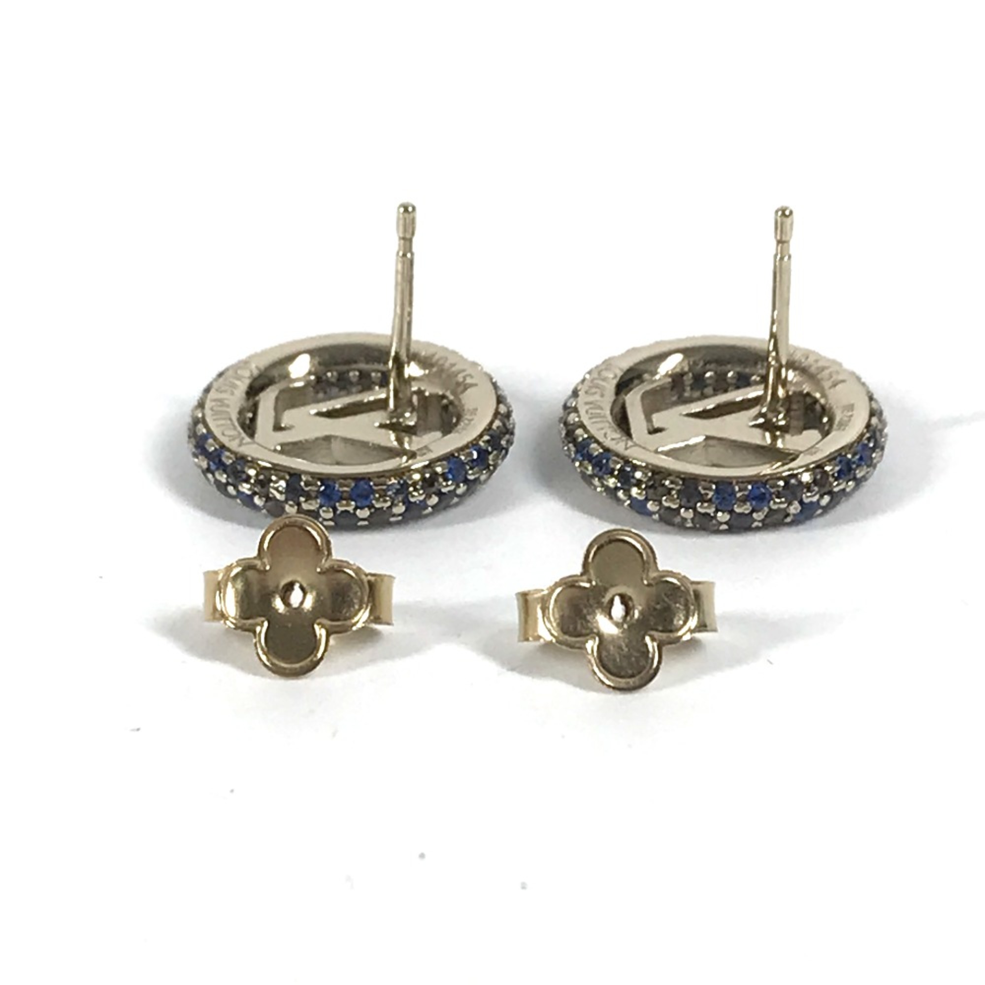 Louis Vuitton M01454 Rhinestone Accessories Pierce Gold blue