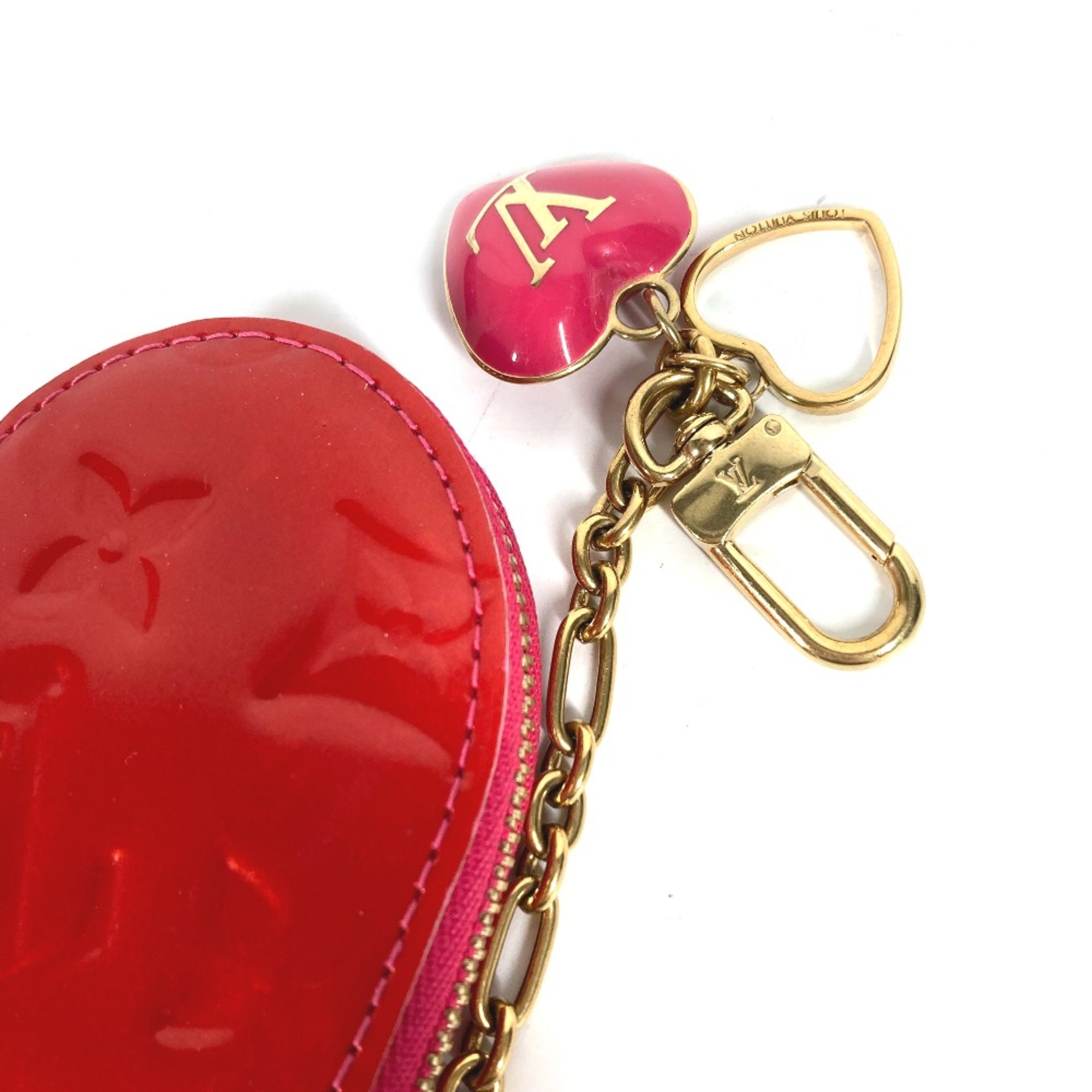 Louis Vuitton M93657 MonogramVernis Wallet Coin Compartment Chain coin purse Rose Pop pink