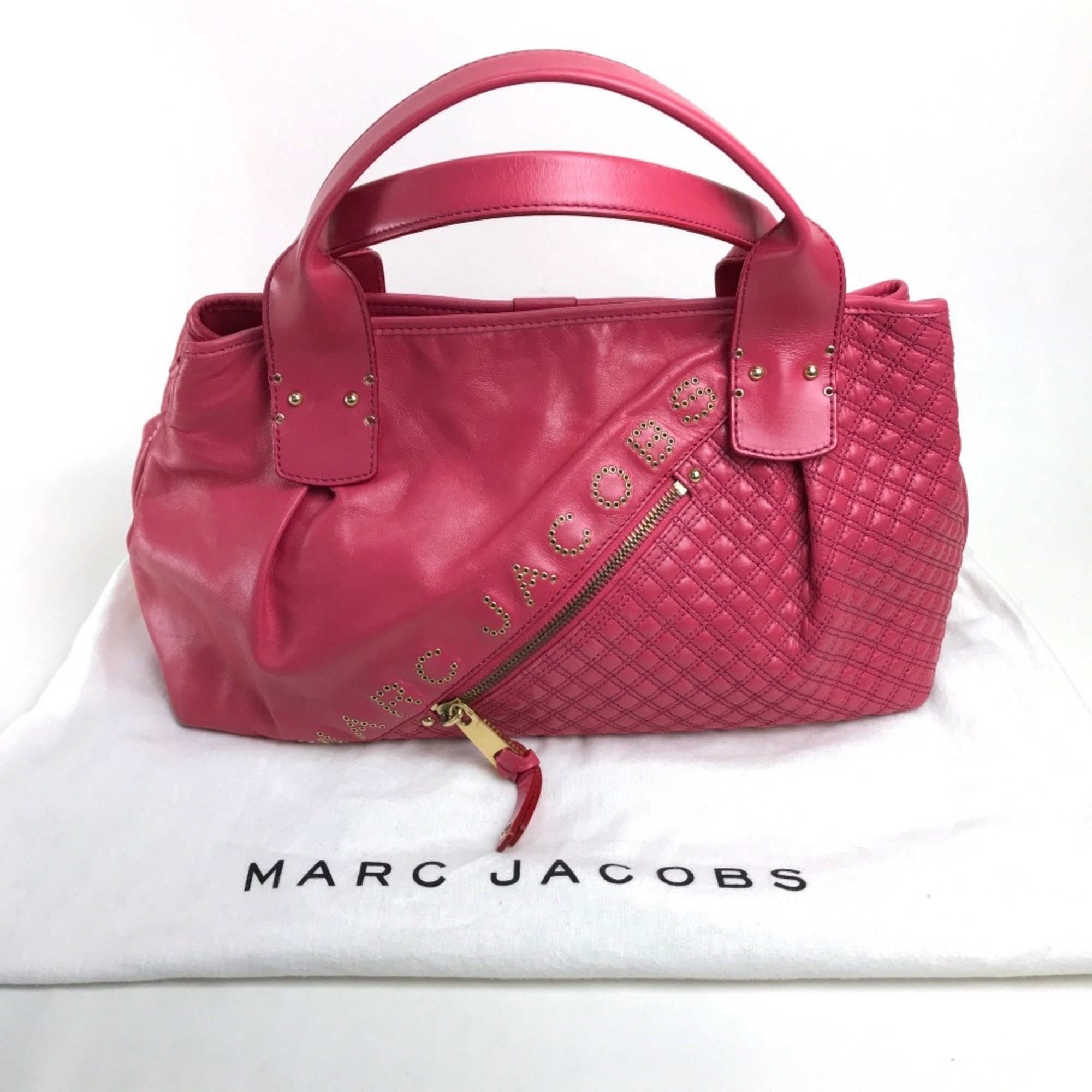 Marc jacobs logo Bag Hand Bag Tote Bag pink pink GoldHardware