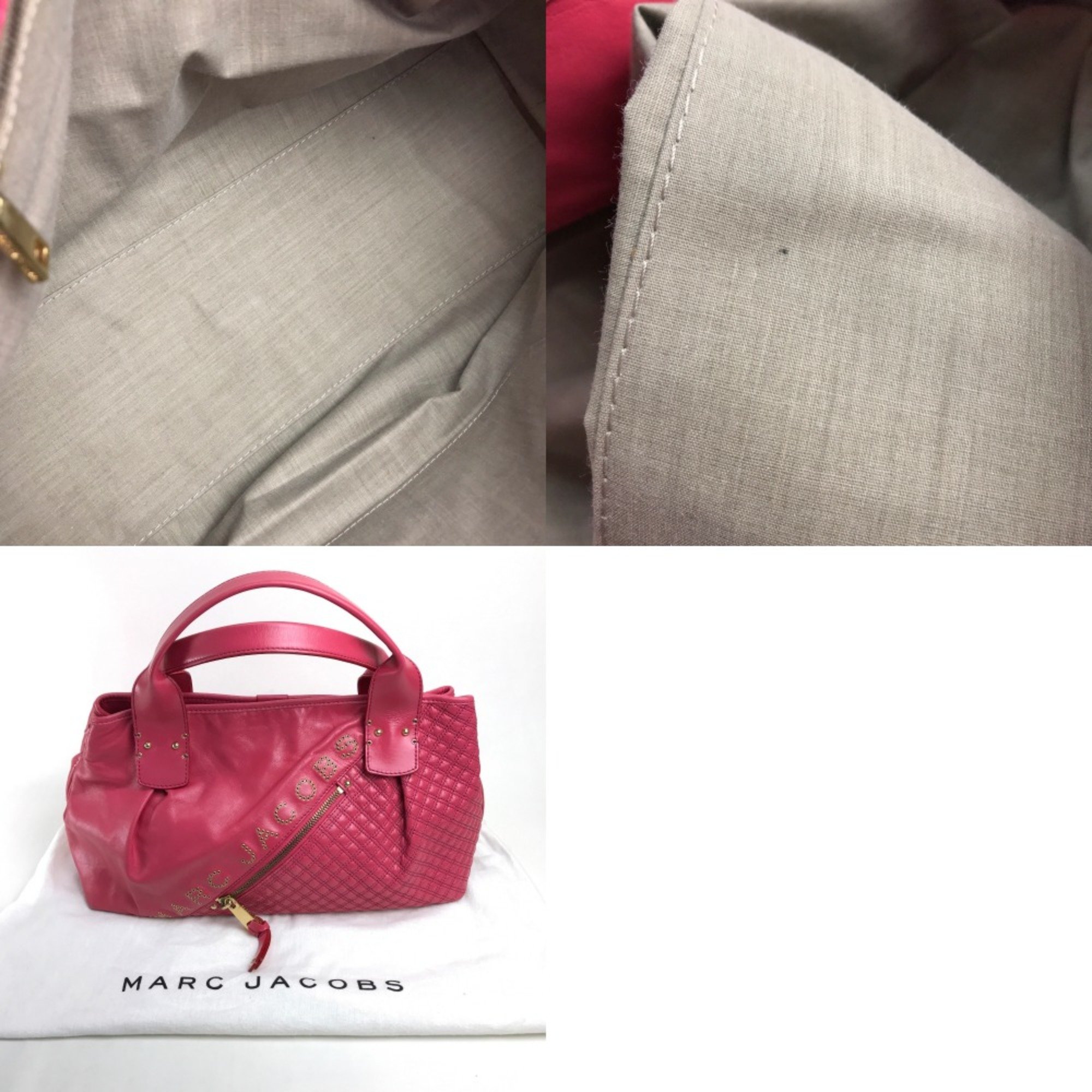 Marc jacobs logo Bag Hand Bag Tote Bag pink pink GoldHardware