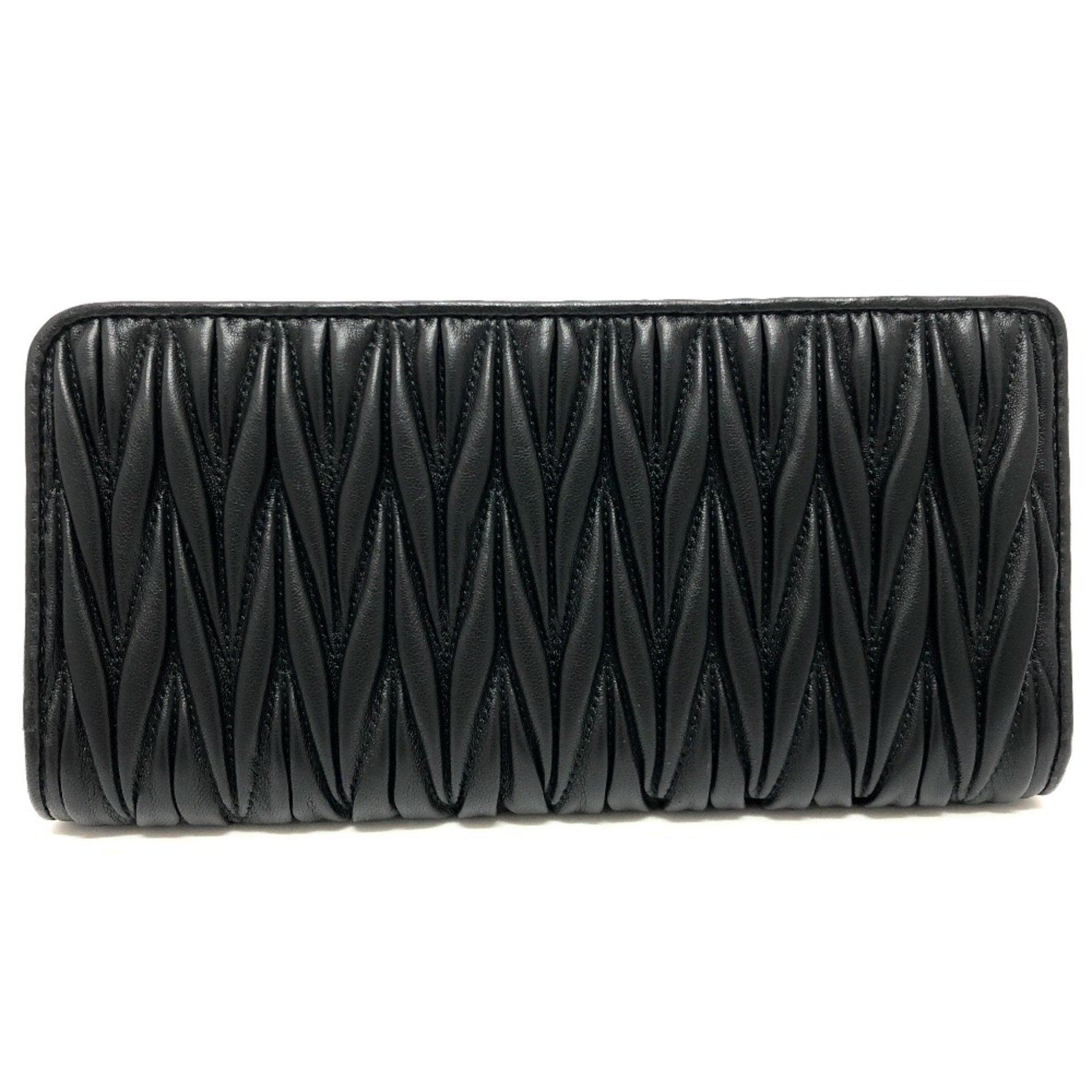 Miu Miu 5ML010 Materasse Zip Around L-shaped long wallet Long Wallet Black GoldHardware