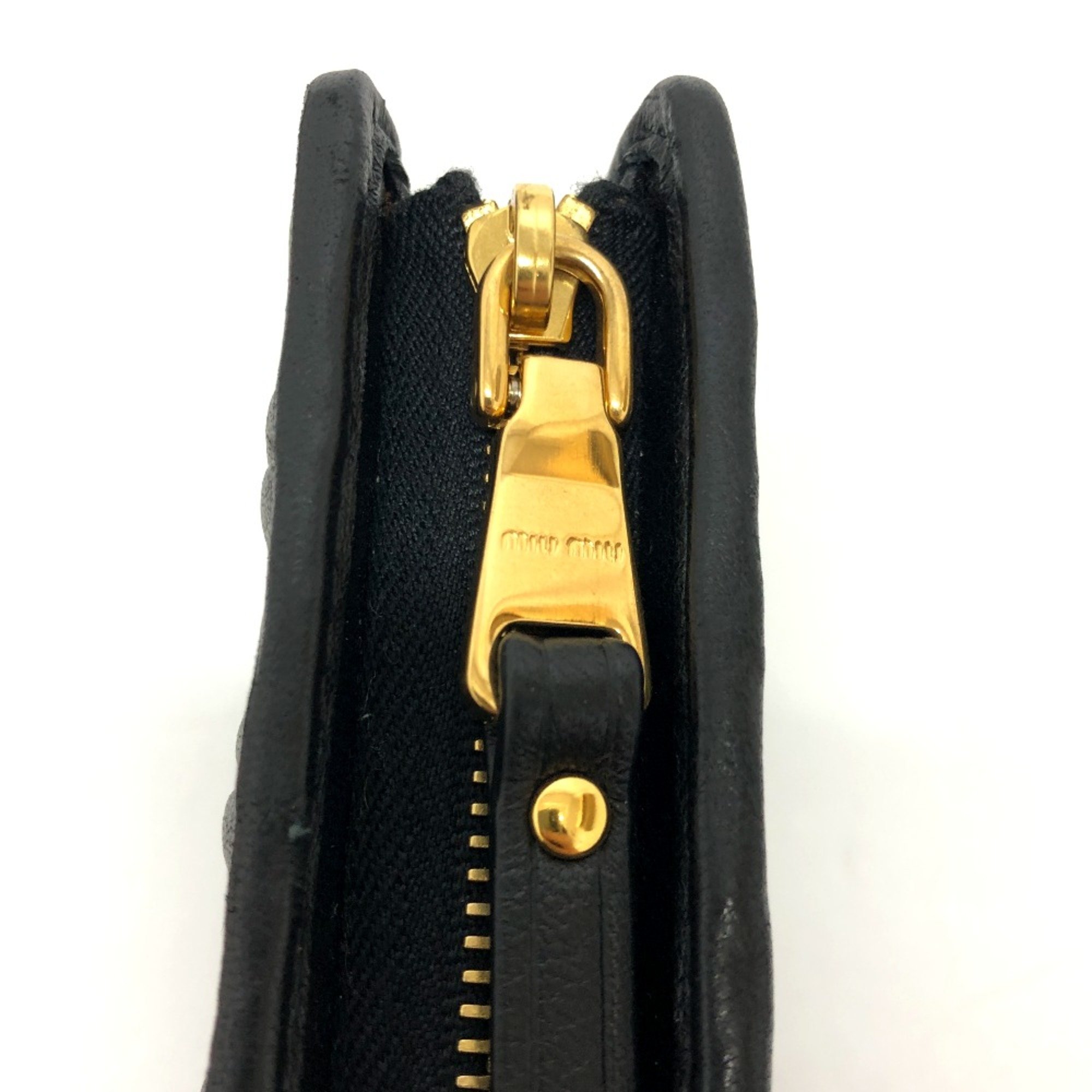 Miu Miu 5ML010 Materasse Zip Around L-shaped long wallet Long Wallet Black GoldHardware