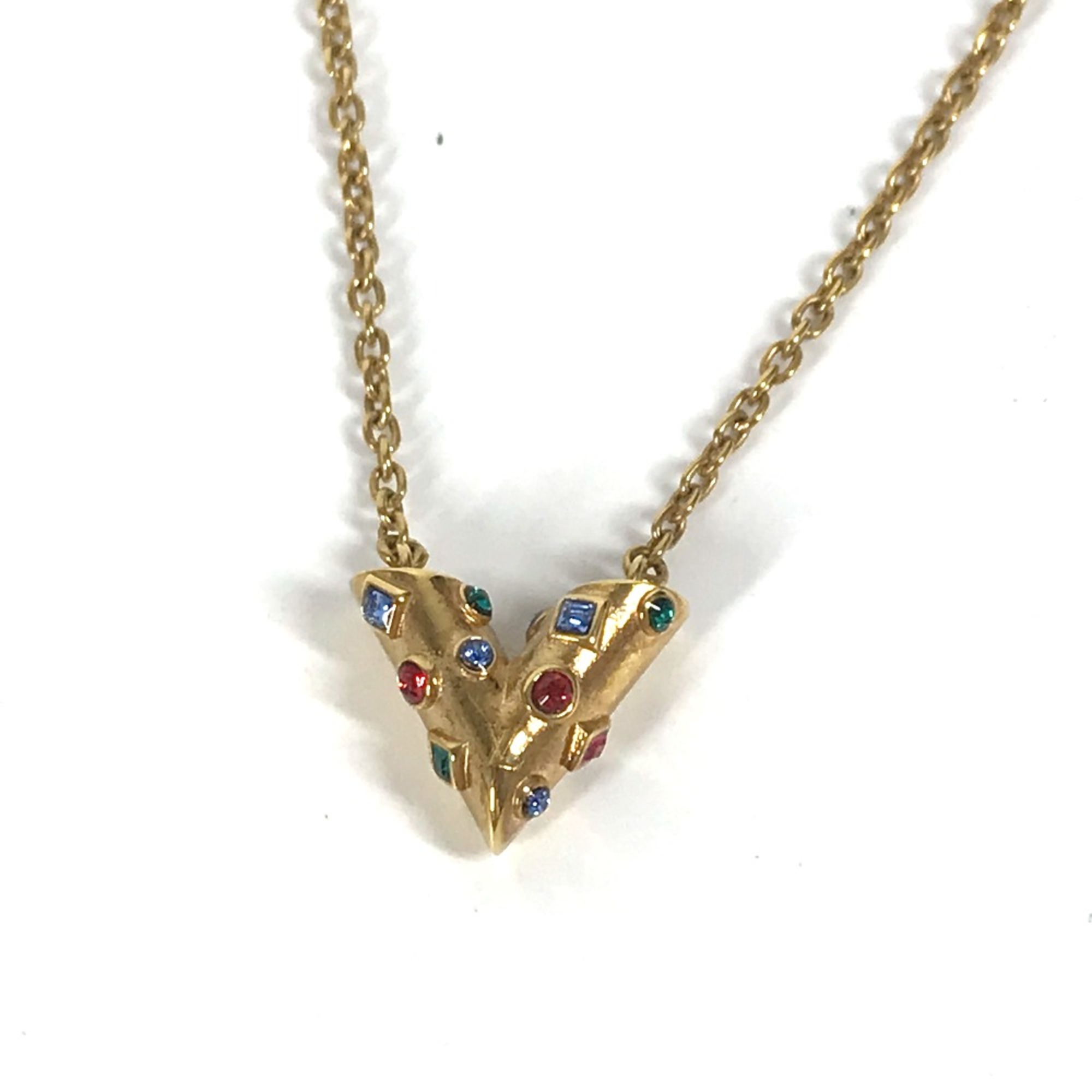 Louis Vuitton M68920 Accessories V logo Chain Necklace Gold Multicolore