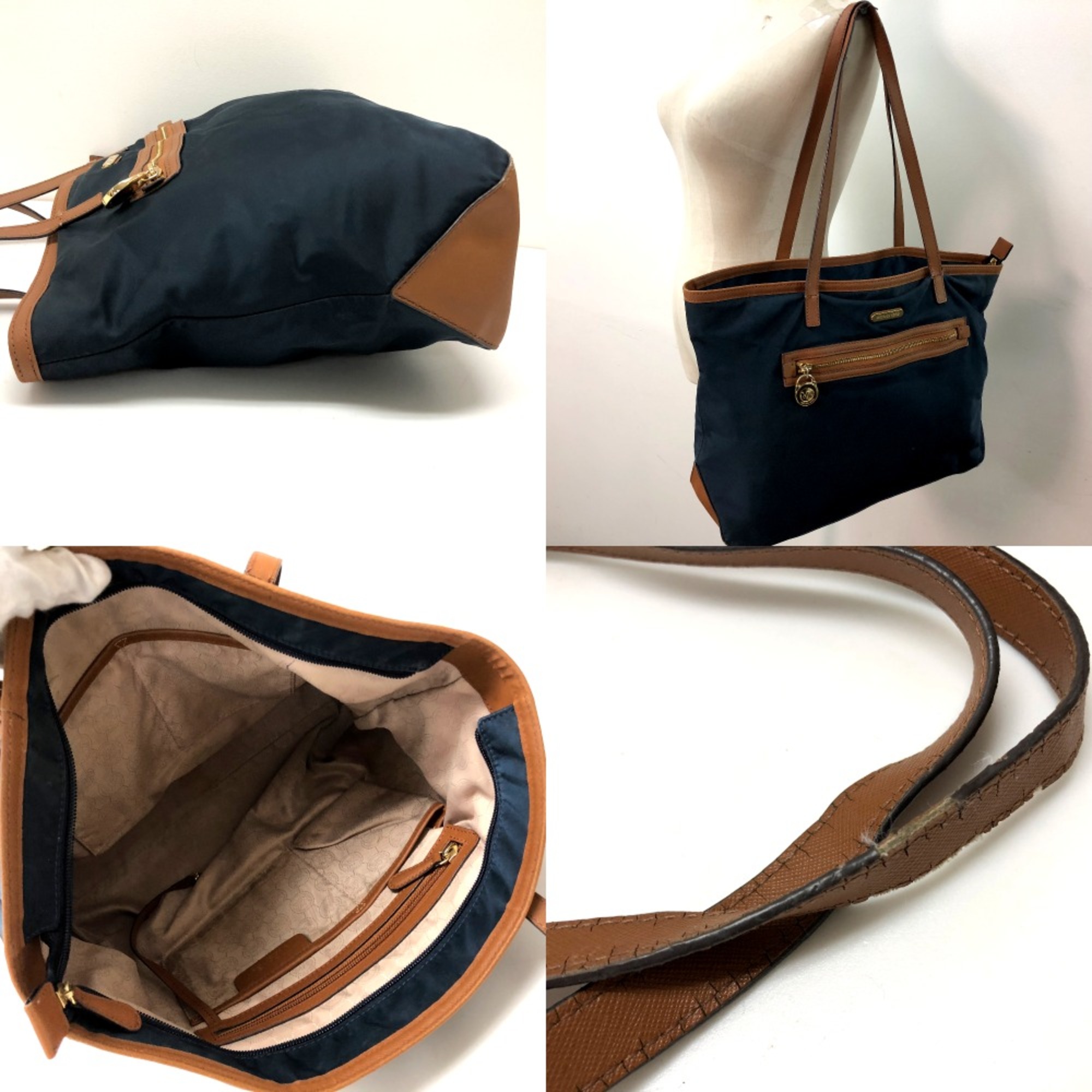 Michael course Bag Tote Bag Shoulder Bag Navy Brown