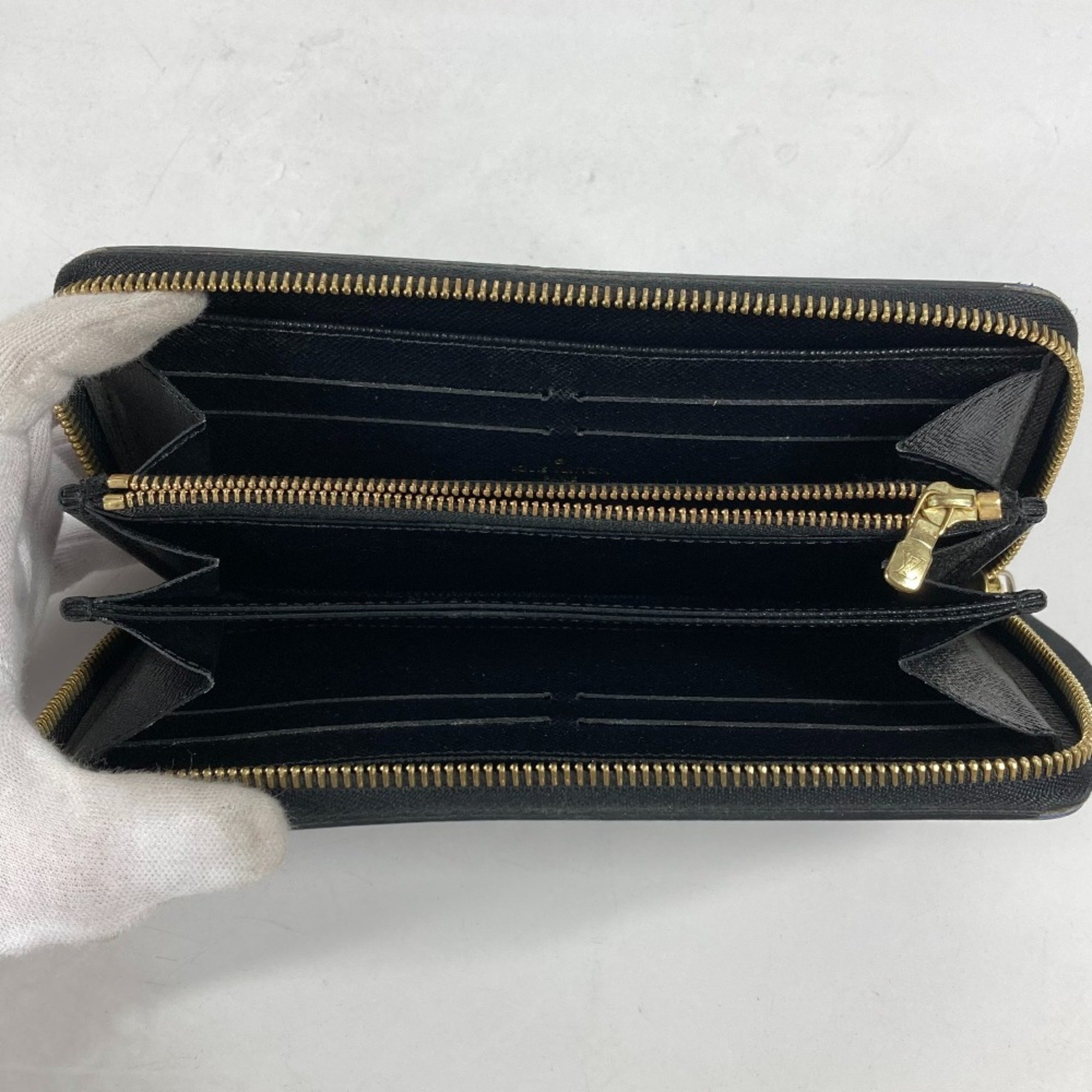 Louis Vuitton M67235 Monogram Zip Around Long Wallet Blue x Black