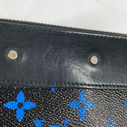 Louis Vuitton M67235 Monogram Zip Around Long Wallet Blue x Black