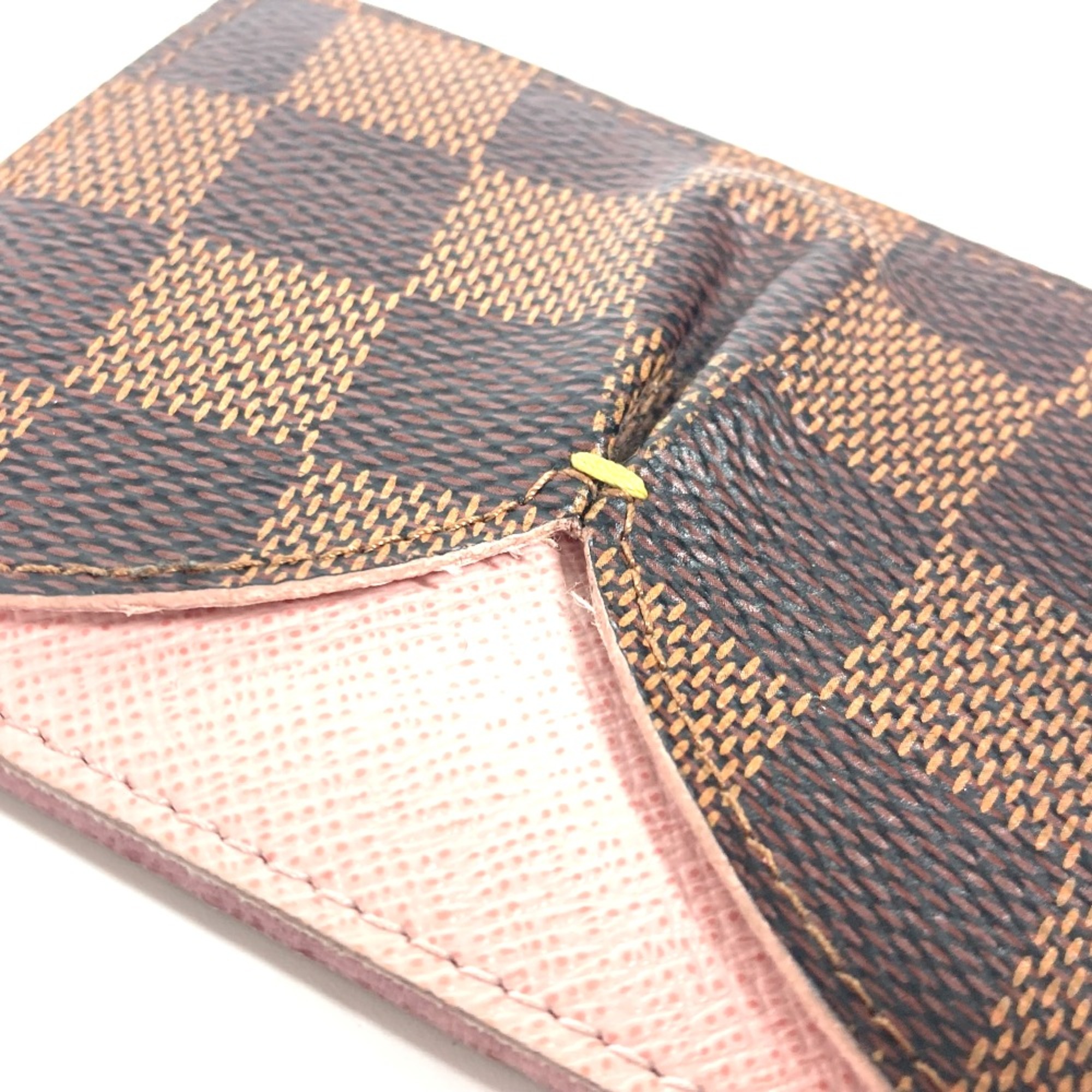 Louis Vuitton N61222 Damier Business Card Holder Pass Case Card Case Rose- Valerie Brown pink