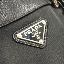 PRADA Triangle logo bag tote Hand Bag Black SilverHardware