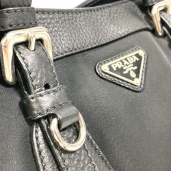 PRADA Triangle logo bag tote Hand Bag Black SilverHardware