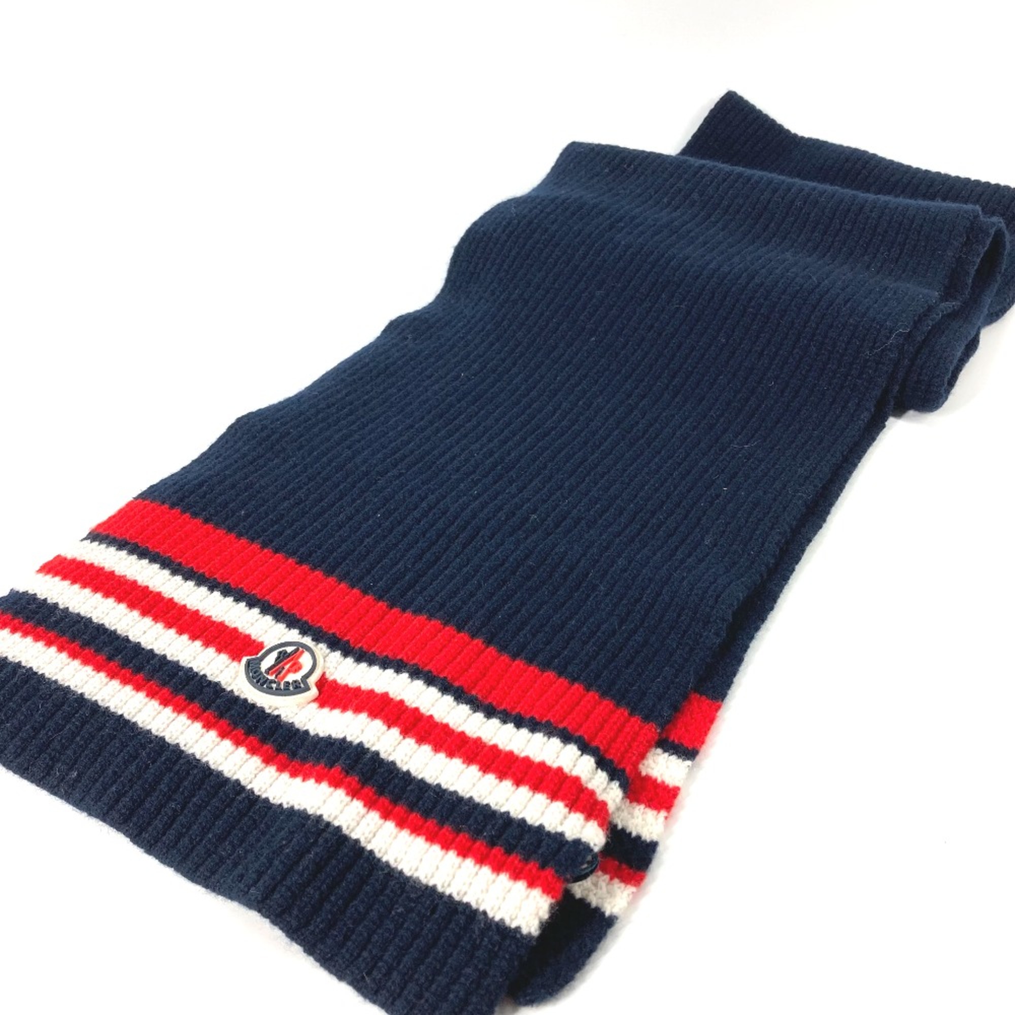 Moncler border tricolor SCIARPA TRICO Scarf Navy Red x White