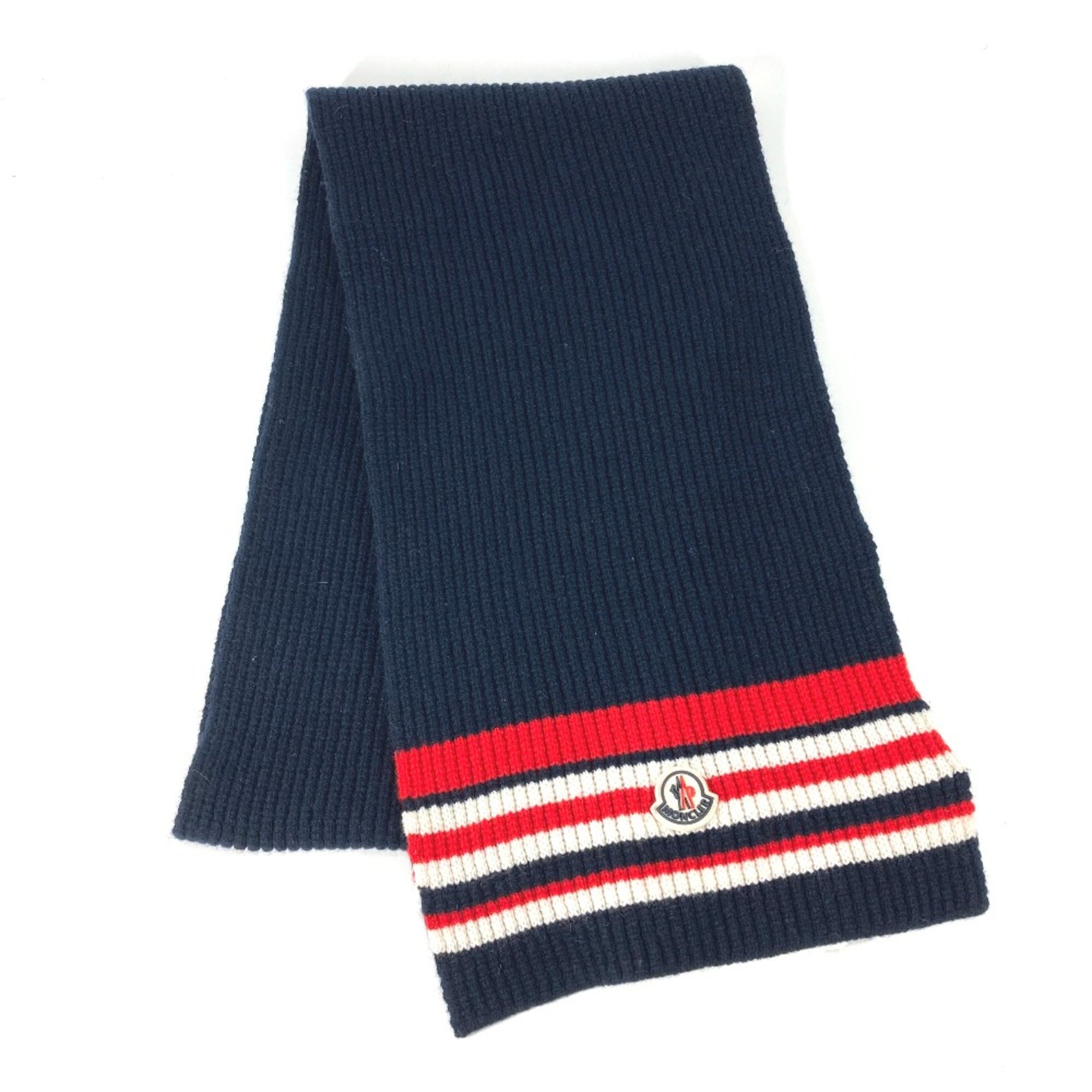 Moncler border tricolor SCIARPA TRICO Scarf Navy Red x White