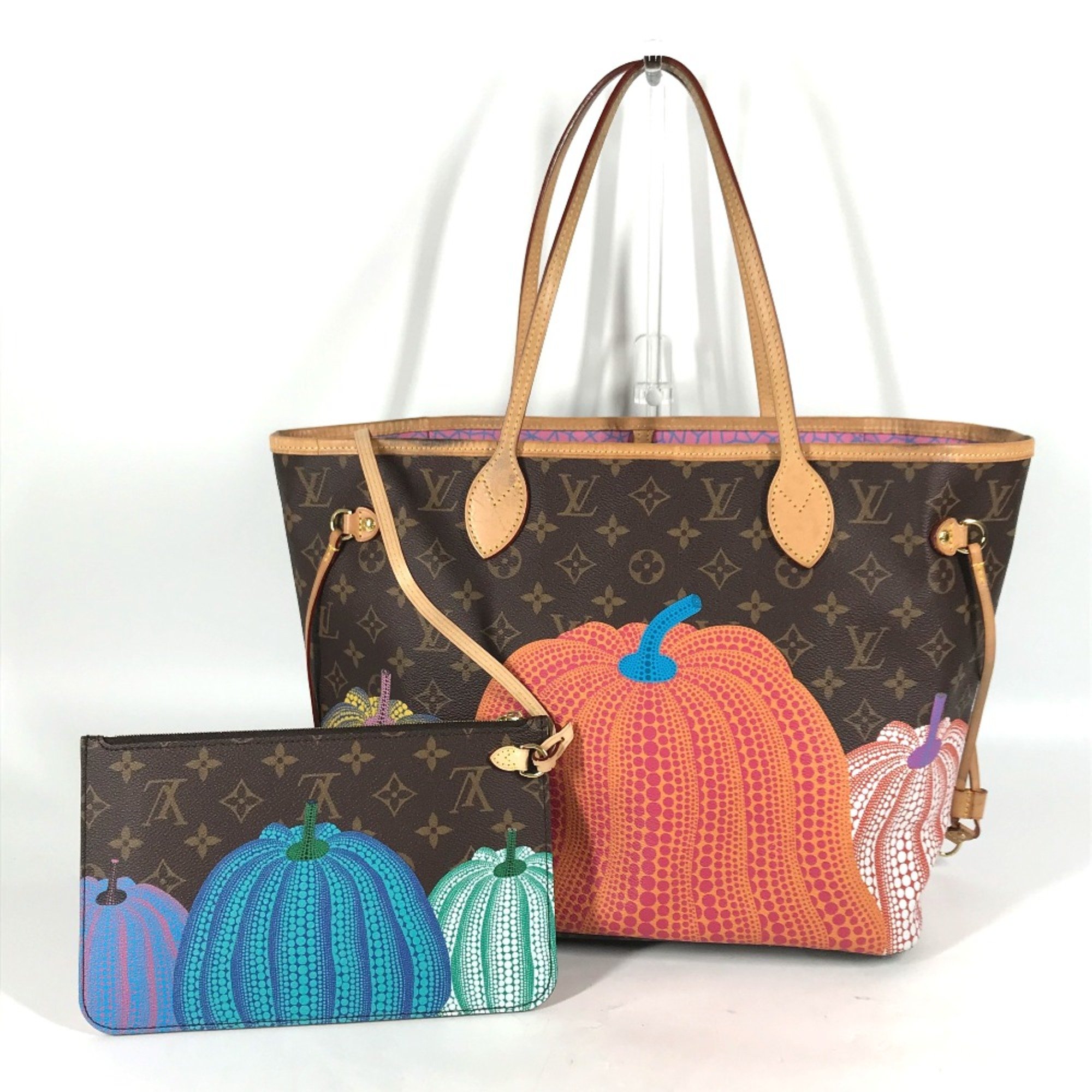 Louis Vuitton M46468 Monogram Pumpkin LV YK Yayoi Kusama collaboration Tote bag with shoulder pouch Shoulder Bag Brown