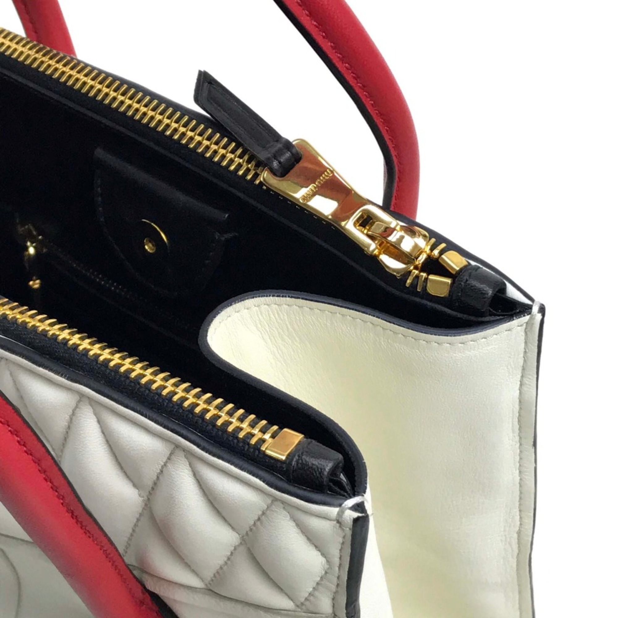 Miu Miu Biker Bag Hand Bag Shoulder Bag Crossbody Hand Bag White Red