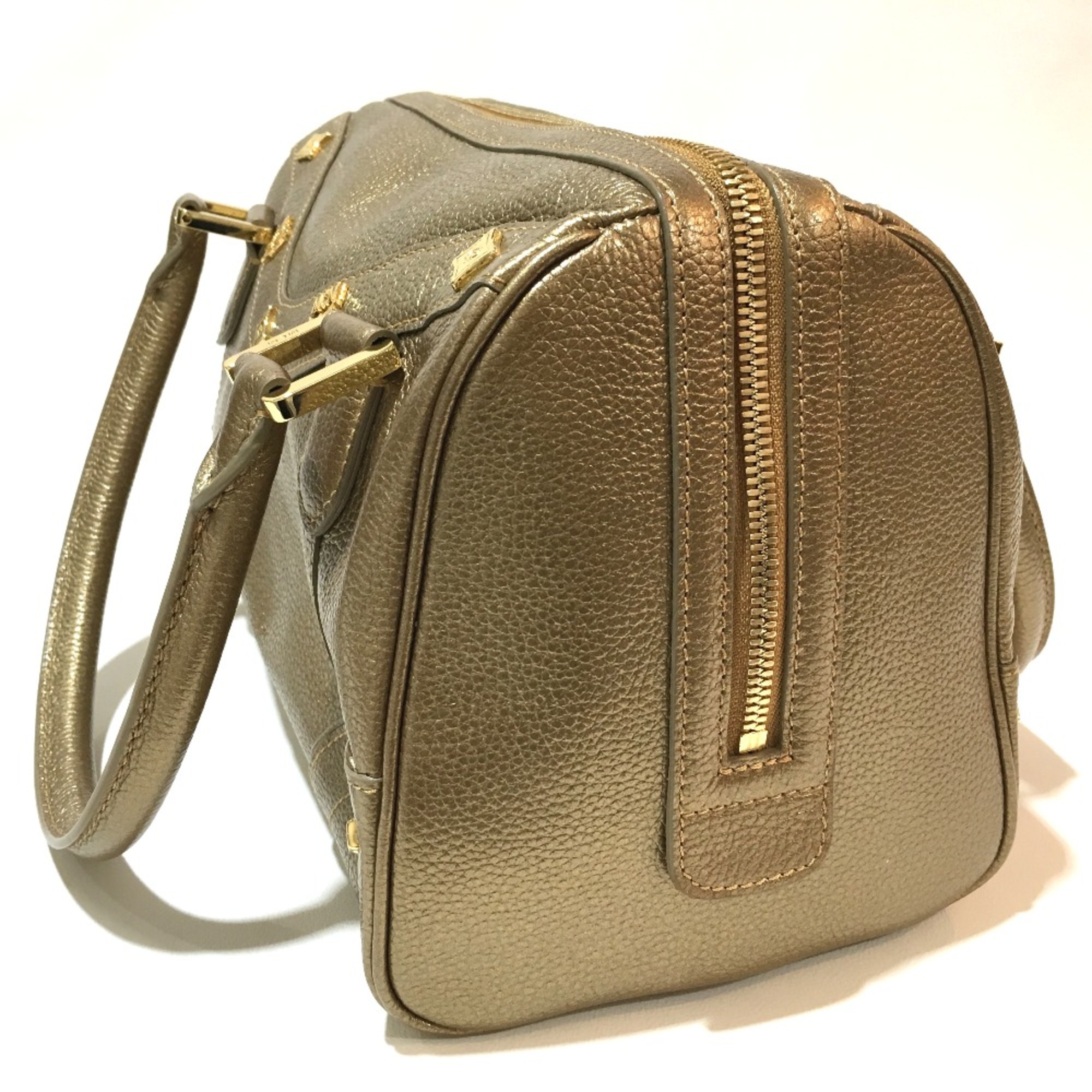 MCM Bag Mini Duffle Bag Hand Bag Gold Gold