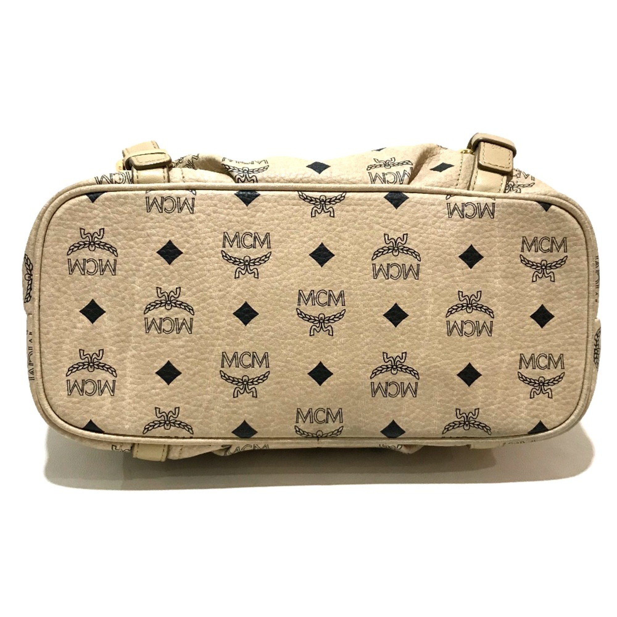 MCM MWP 1SVI12 IG001 Logogram 2WAYShoulder Bag Hand Bag Beige Beige x Black GoldHardware