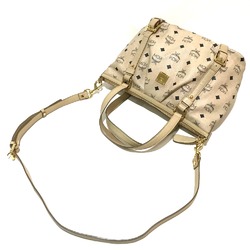 MCM MWP 1SVI12 IG001 Logogram 2WAYShoulder Bag Hand Bag Beige Beige x Black GoldHardware