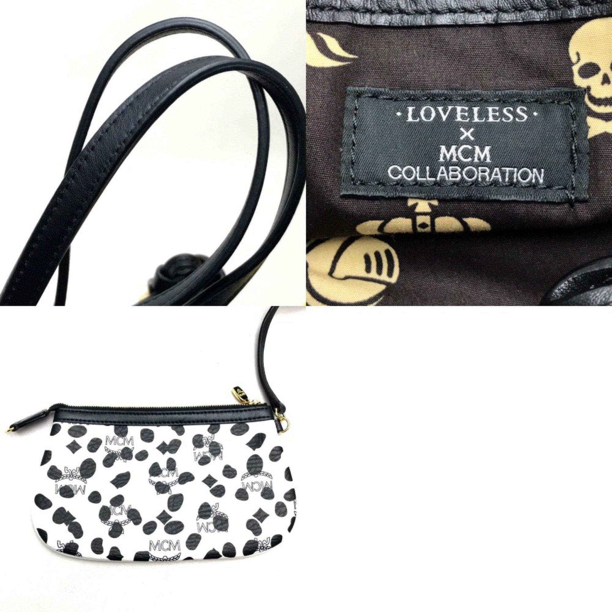 MCM LOVELESS collaboration Bag Shoulder Bag Tote Bag White Black White