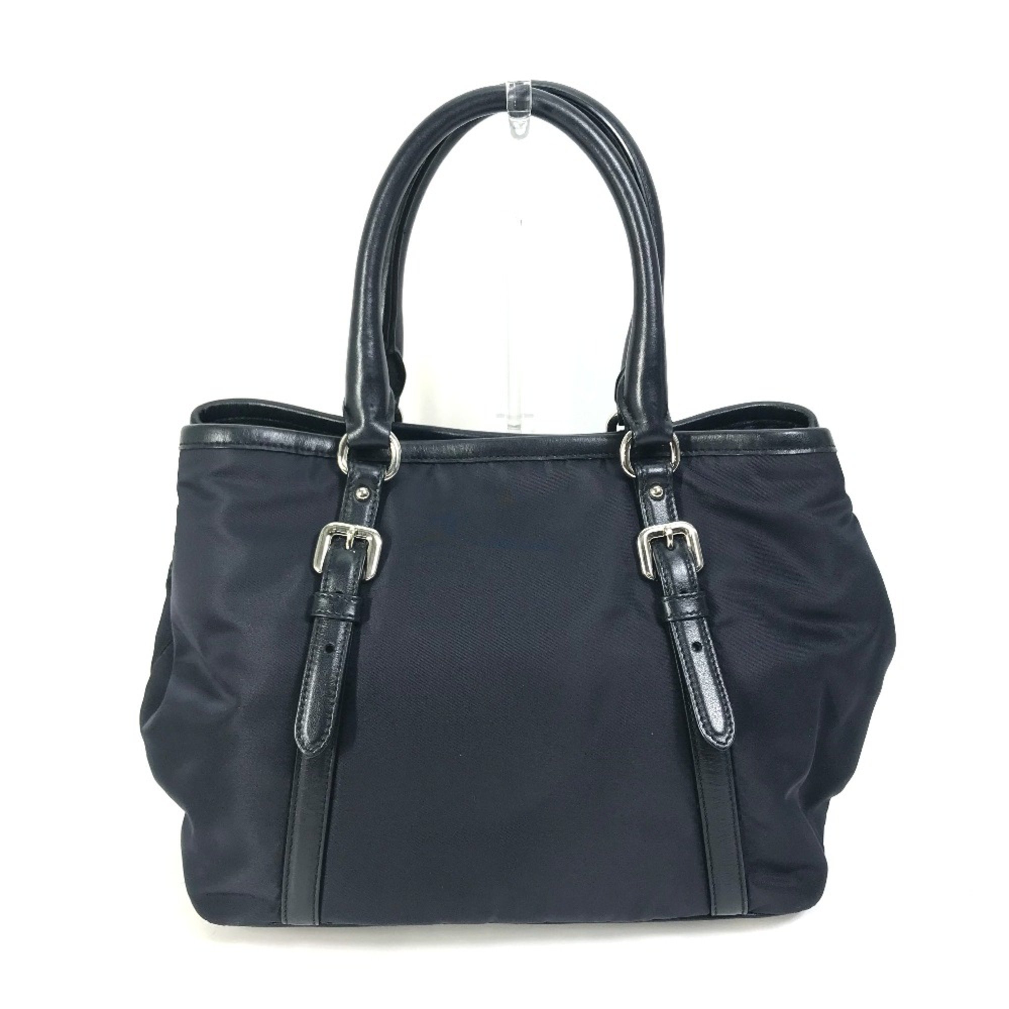 PRADA BN1841 logo Bag Tote Bag Hand Bag Navy