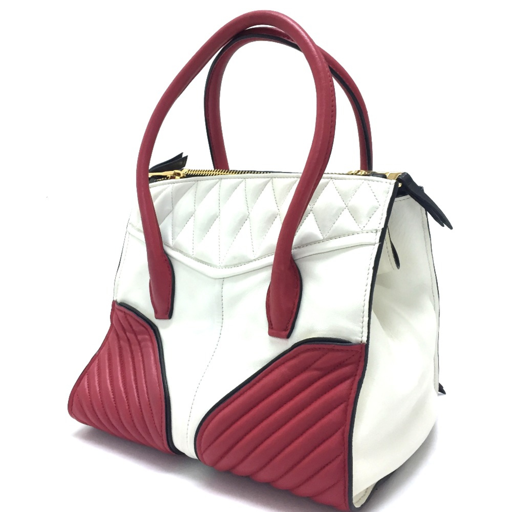 Miu Miu RN1032 2WAY Shoulder Bag Hand Bag White Red