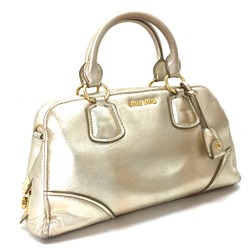 Miu Miu logo Bag Mini Boston Tote Bag Hand Bag Champagne Gold