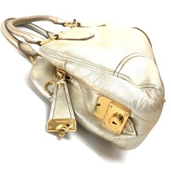 Miu Miu logo Bag Mini Boston Tote Bag Hand Bag Champagne Gold