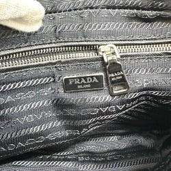 PRADA 1BH910 Triangle logo Chain Hand Bag Black